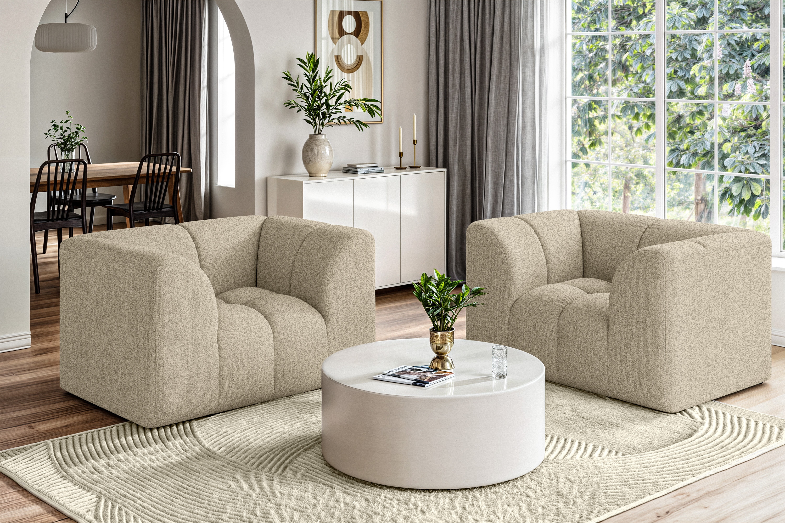 OTTO home Sessel "TUURE Verlässliche Qualität, moderne Steppung, Breite 134cm" Bubble Optik, hoher Sitzkomfort, Wellenunterfederung