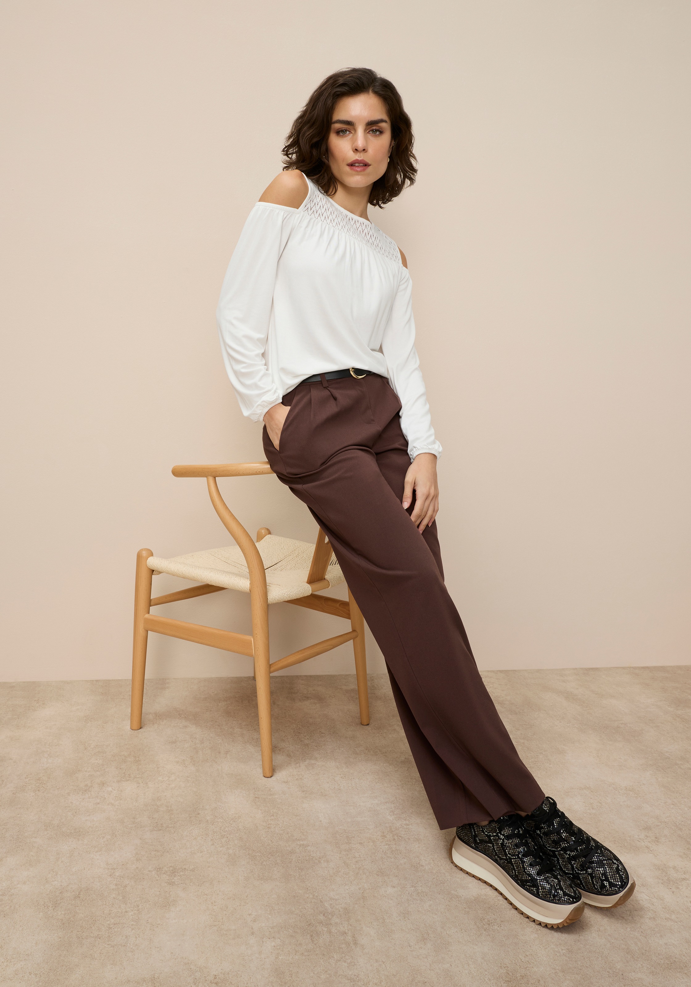 Laura Scott Women's Long Sleeve Shirt Offwhite 42 3