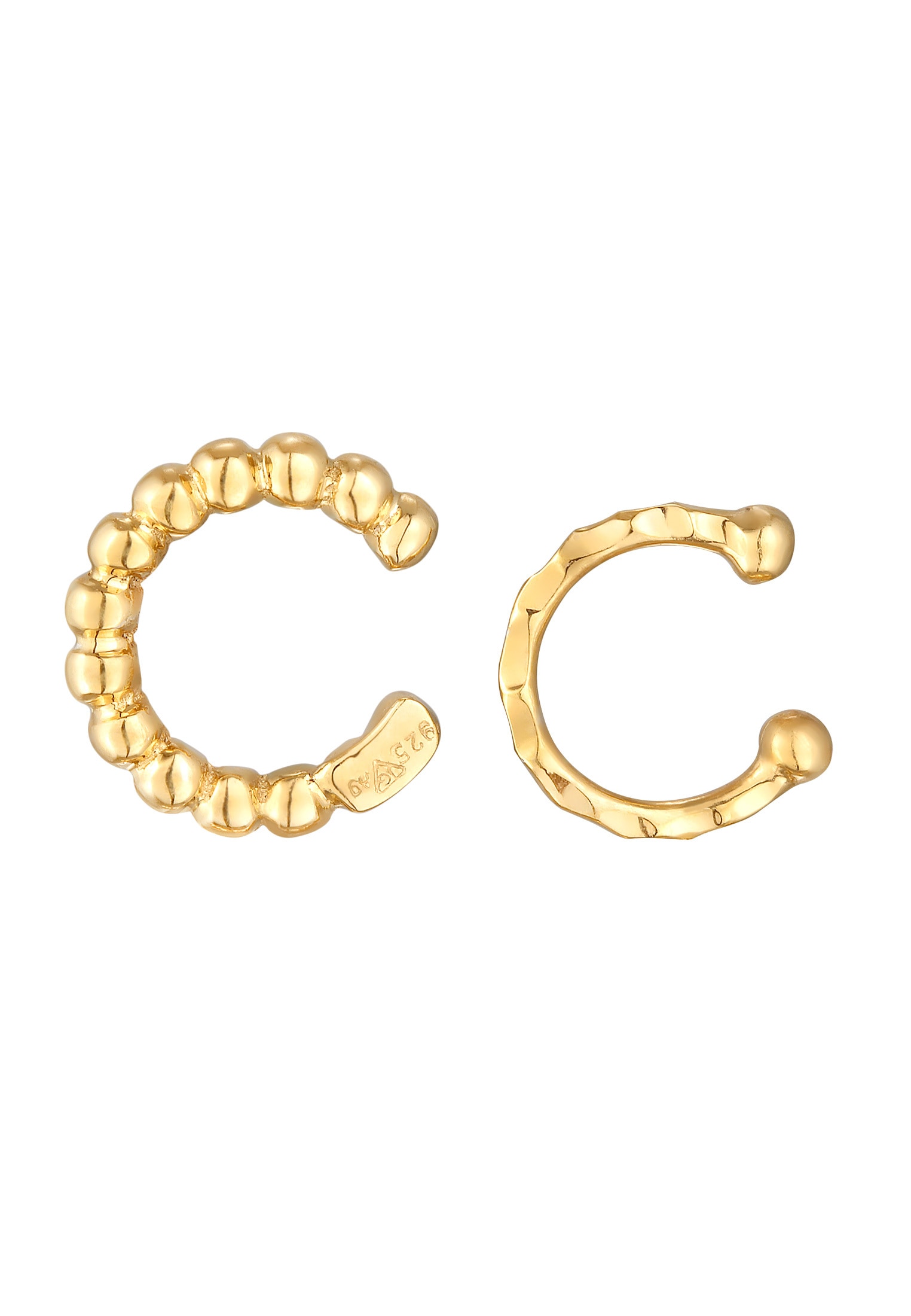Elli Schmuckset »Ohrringe Earcuff 2er Set Dots Hammerschlag 925 Silber« ()