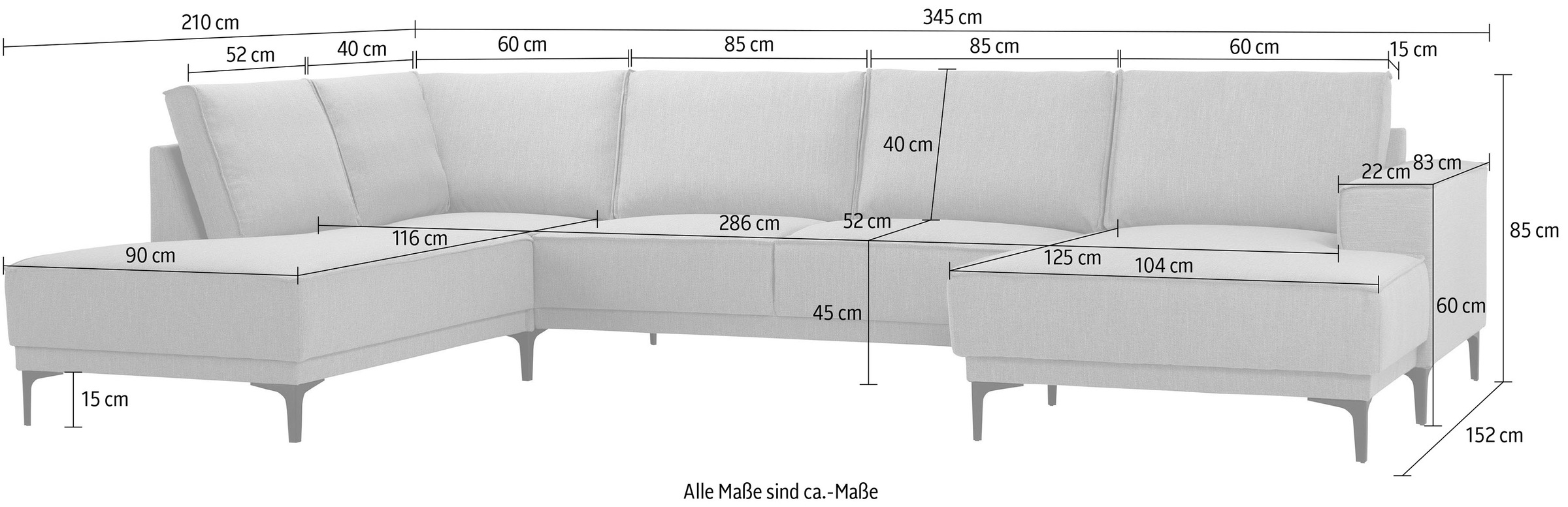 Places of Style Wohnlandschaft »Oland«, XXL, im zeitlosem Design und hochwertiger Verabeitung