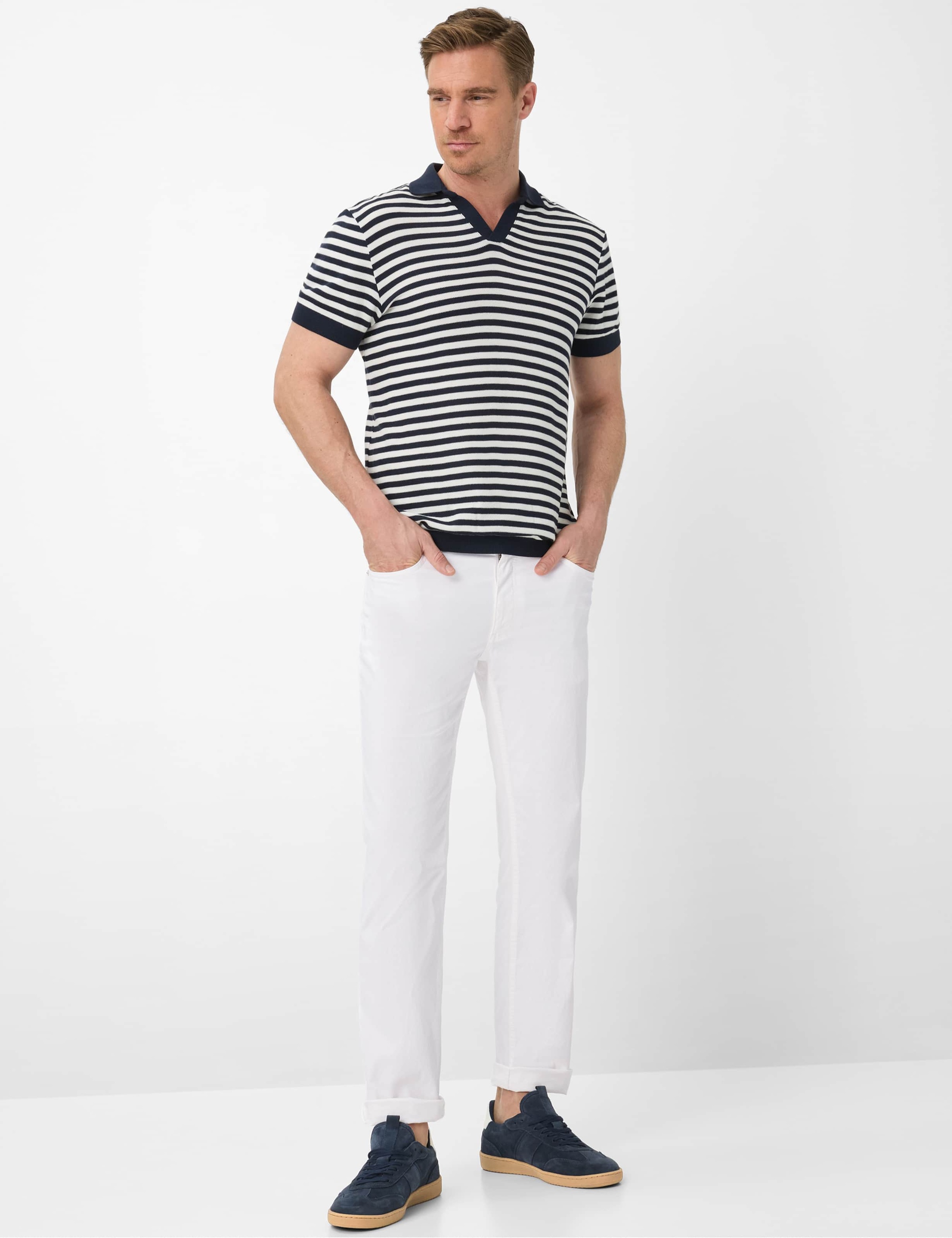 5-Pocket-Hose BRAX "Style COOPER", Herren, Gr. 32, Länge 34, weiß, Web, 97% Baumwolle, 3% Elasthan, Hosen 5-Pocket-Hose 2