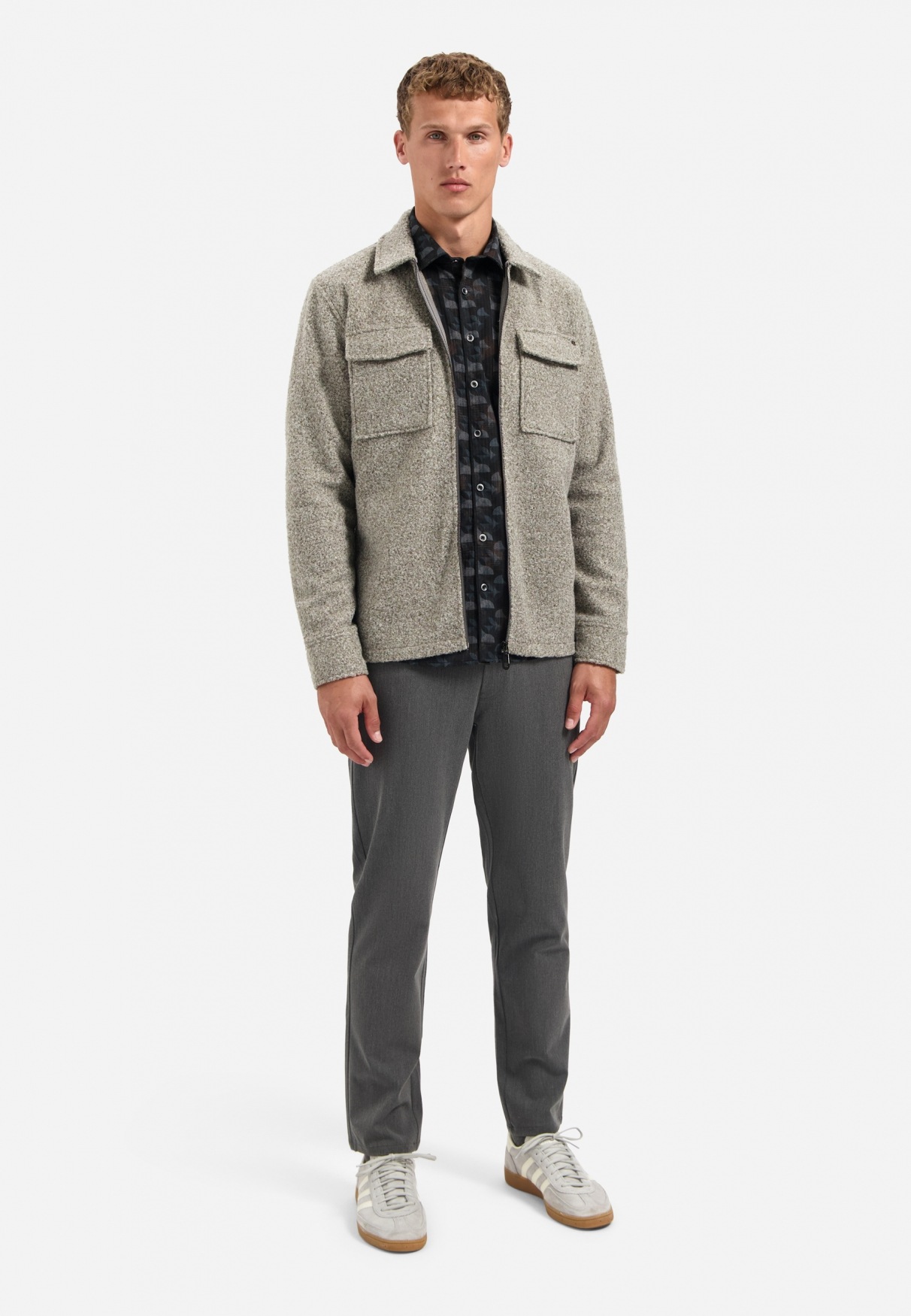 NO EXCESS Langarmhemd »No Excess Bedrucktes Hemd Shirt Allover Printed Structure Stripe«