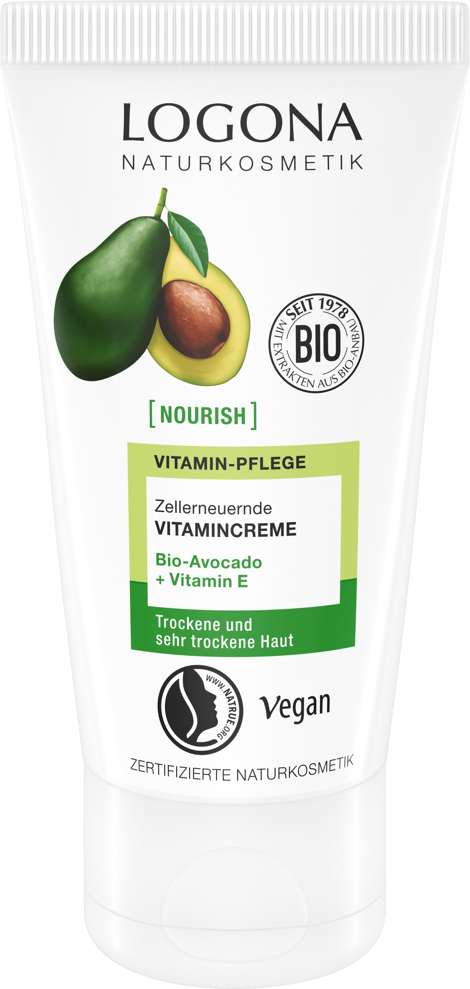 LOGONA Gesichtspflege »nourish Zellerneuernde Vitamincreme« für sehr trockene und trockene Haut, vegan formuliert
