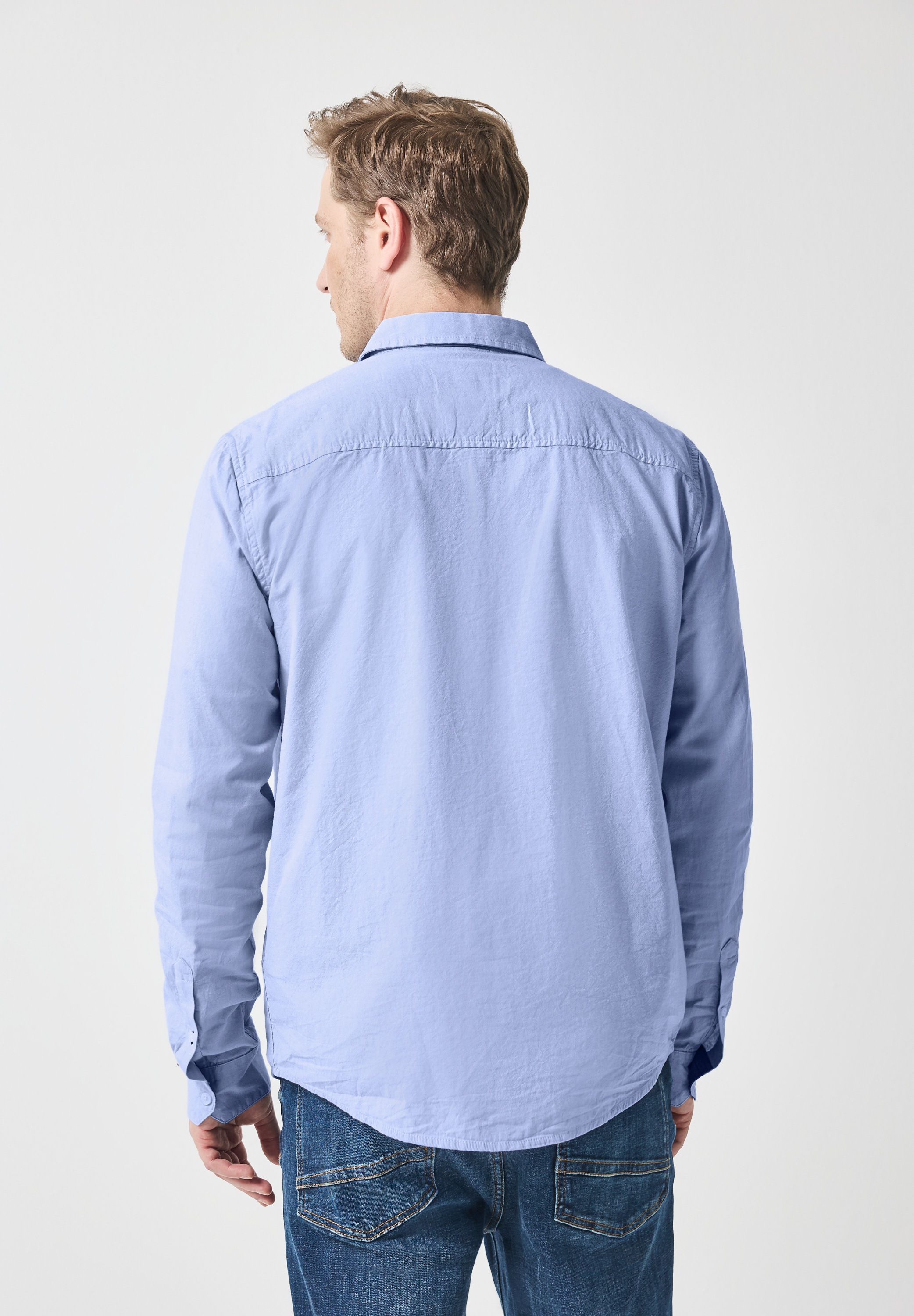 STREET ONE MEN Langarmhemd, aus reiner Baumwolle