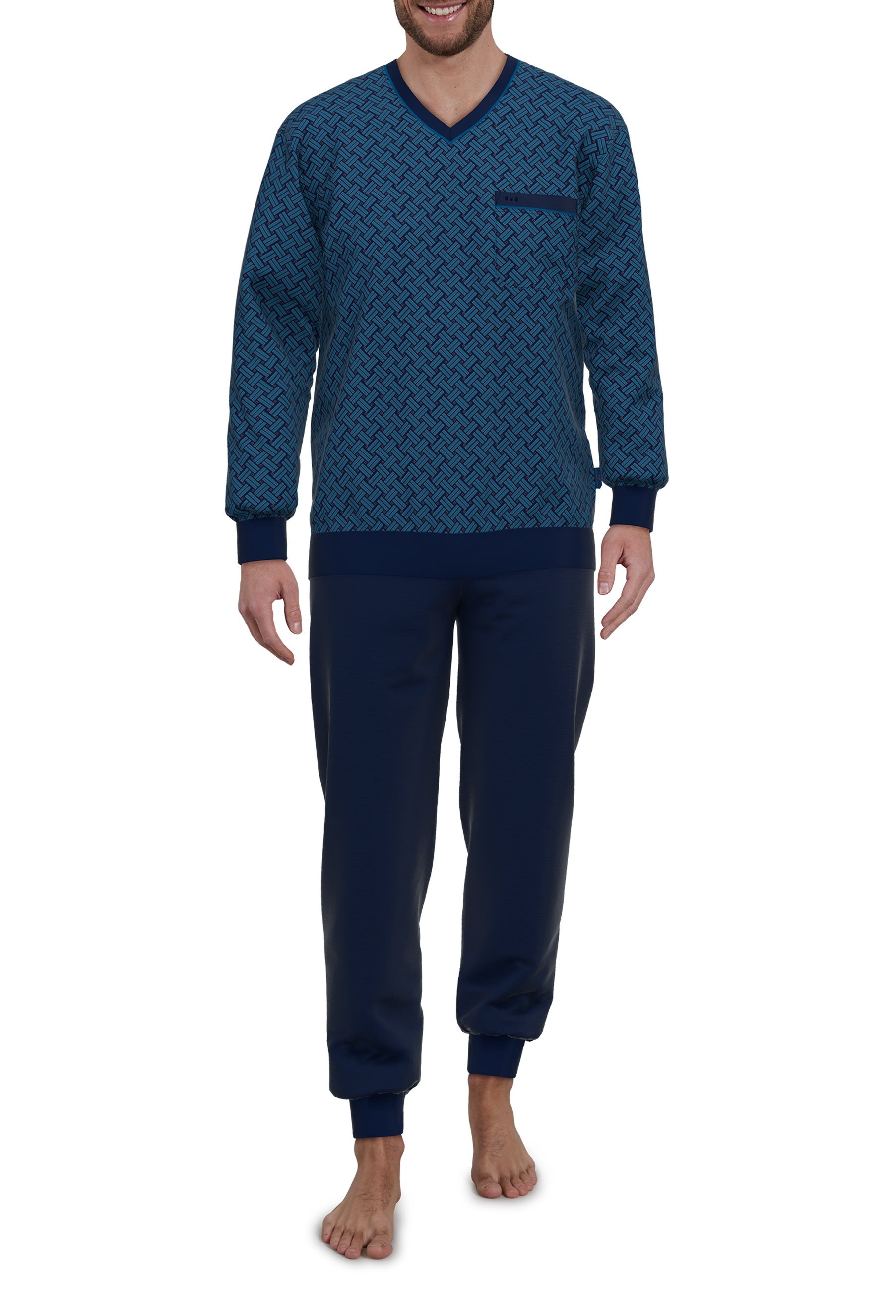 GÖTZBURG Pyjama »Zartbitter«, (2 tlg.), Langarm, V-Ausschnitt, Brusttasche