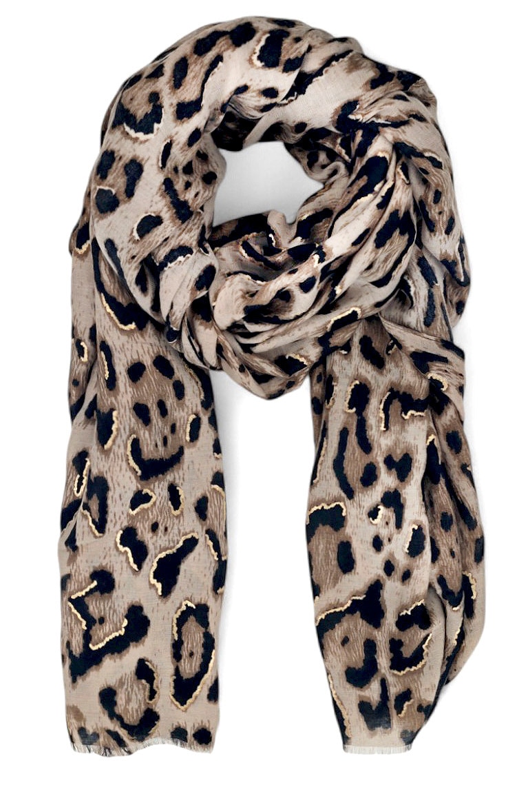 styleBREAKER Schal "Schal Leoparden Muster Gold Metallic" 1 Stk.