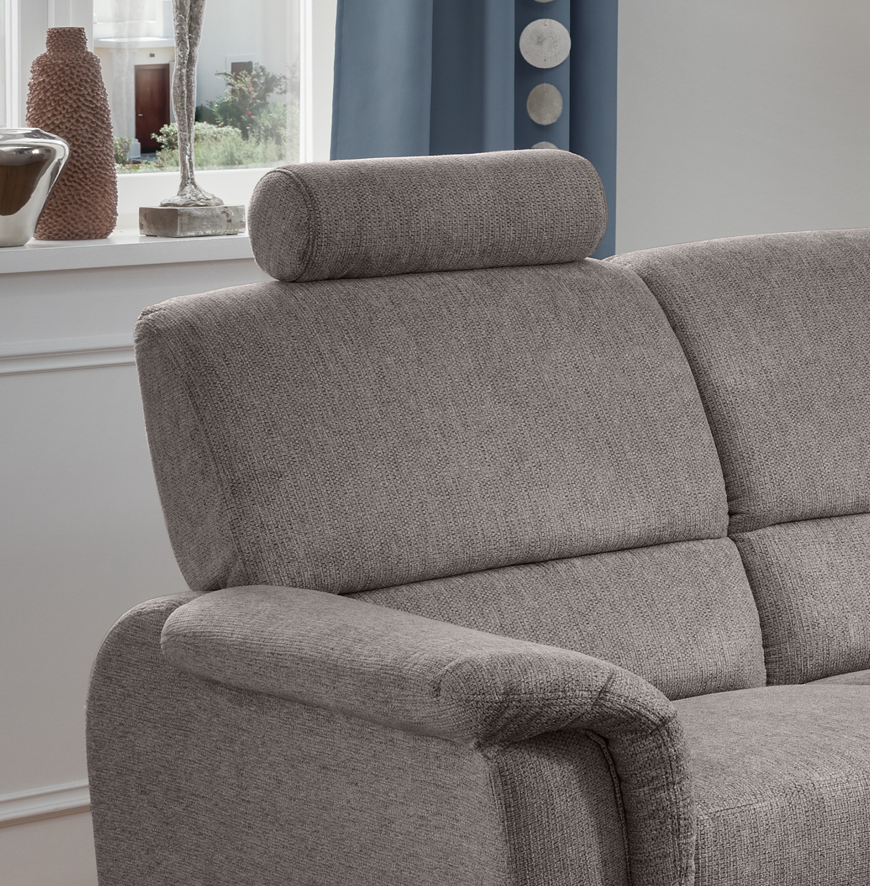 Home affaire Ecksofa »Pisa L-Form, mit Schlaffunktion, Stauraum, 2x höhenverstellbare«, Kopfstützen und Relaxfunktion im Eckelement