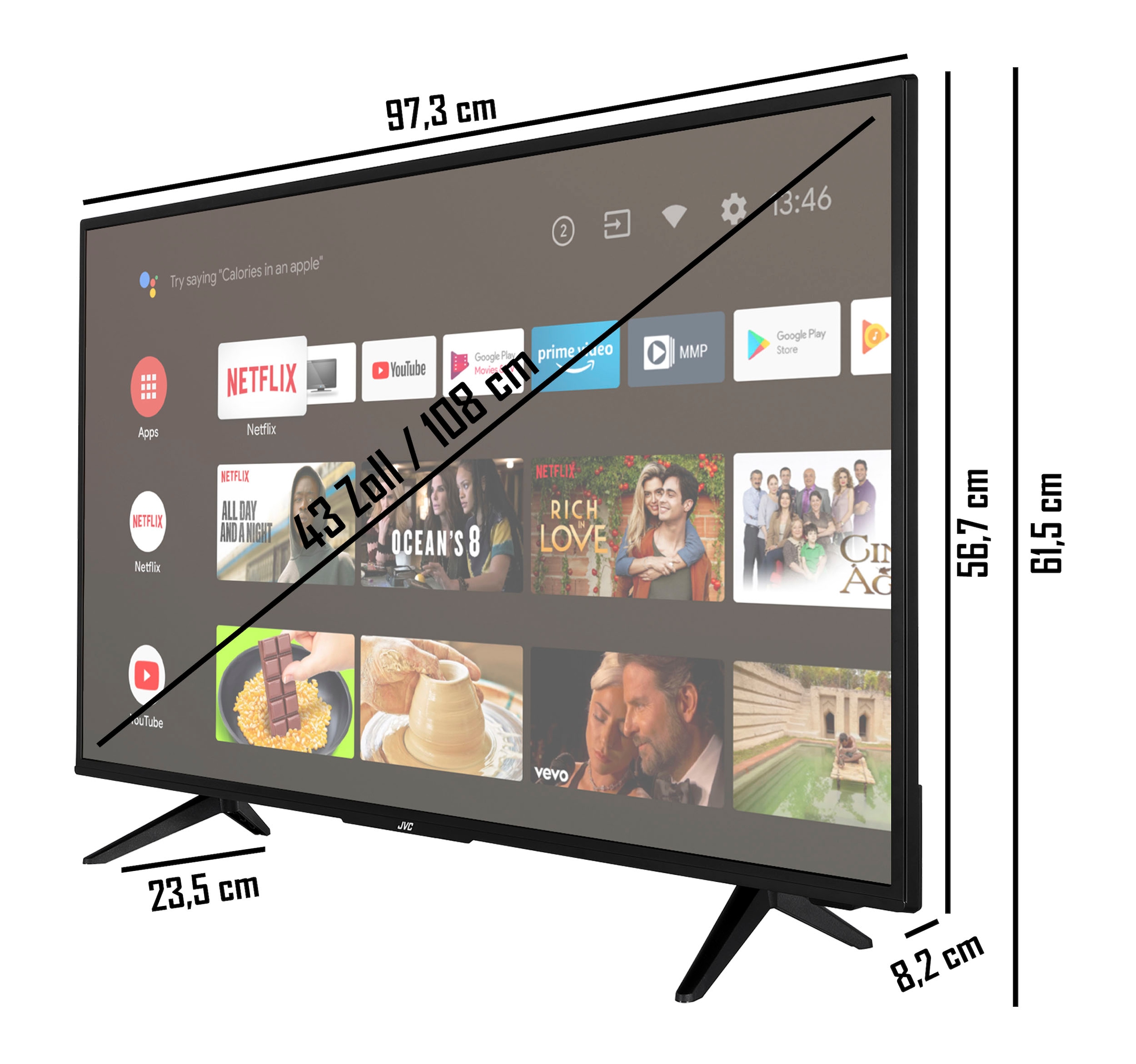 108 Zoll, Android JVC HD, »LT-43VAF3055«, Full cm/43 | TV LED-Fernseher BAUR