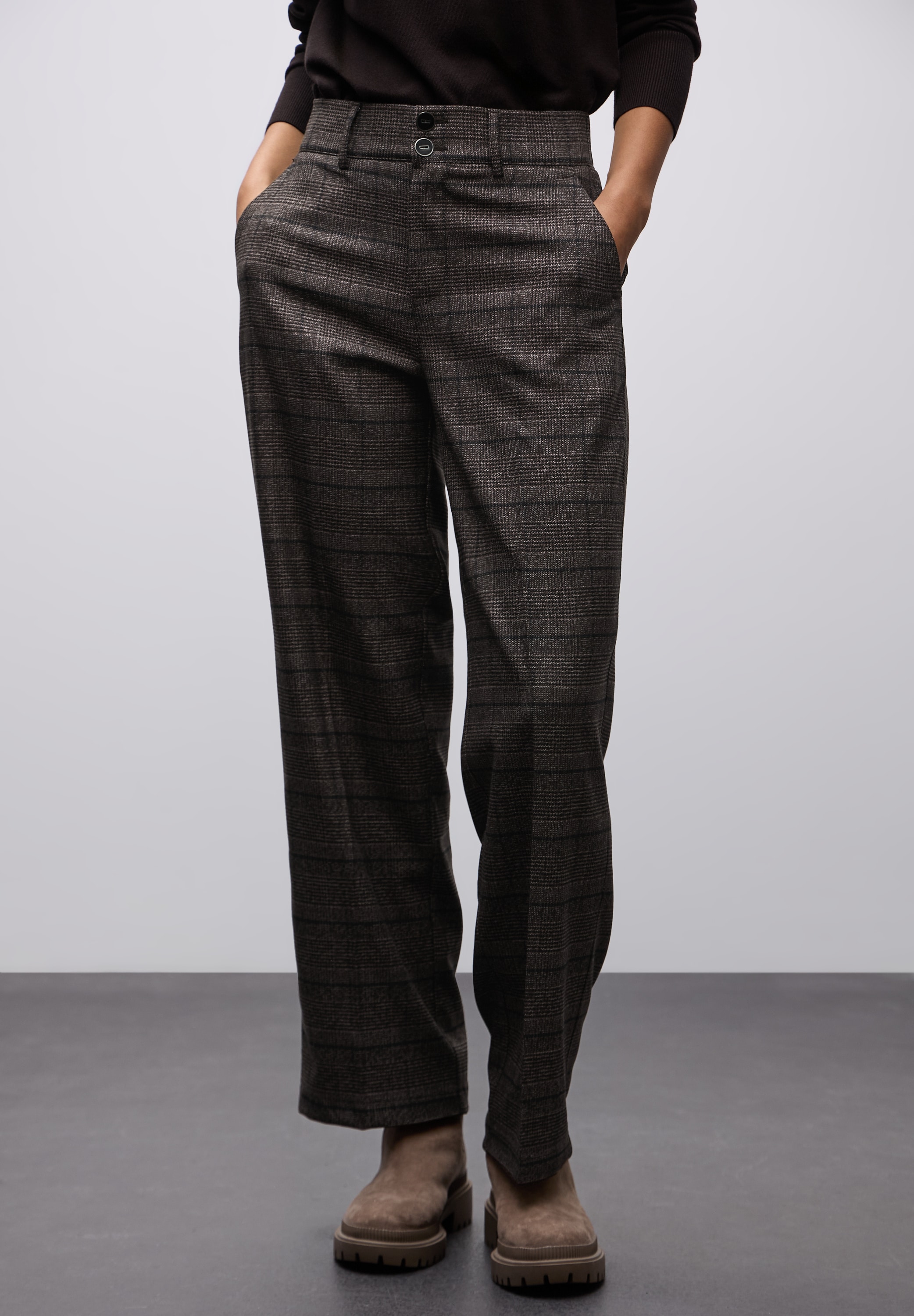 STREET ONE Stoffhose kariert, mit geradem Bein und Stretch günstig online kaufen