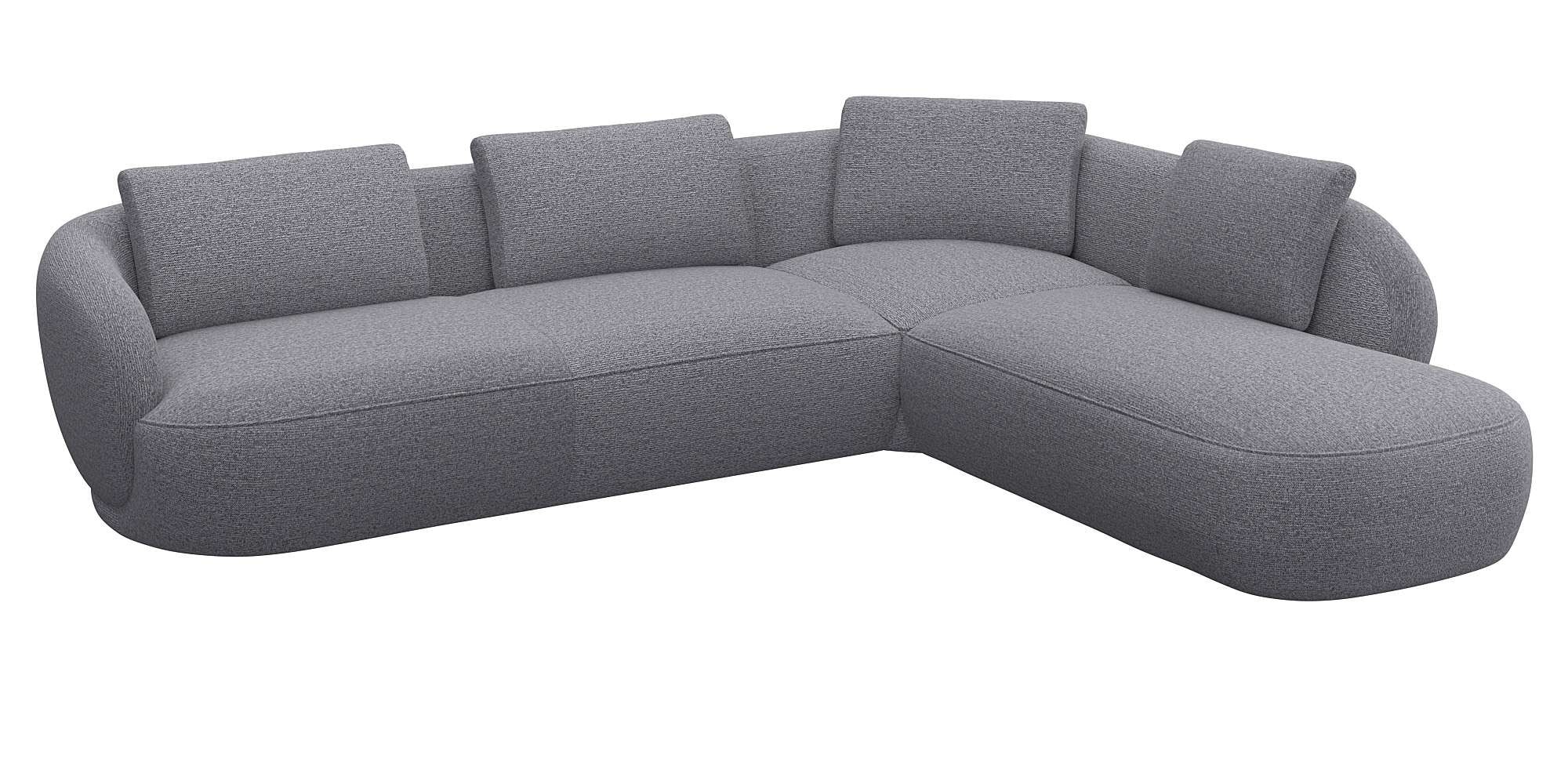 FLEXLUX Ecksofa »Torino, rund, L-Form, Sofa-Ecke mit Ottomane«, Modernes, organisches Sofa-Design, Kaltschaum, Wellenunterfederung