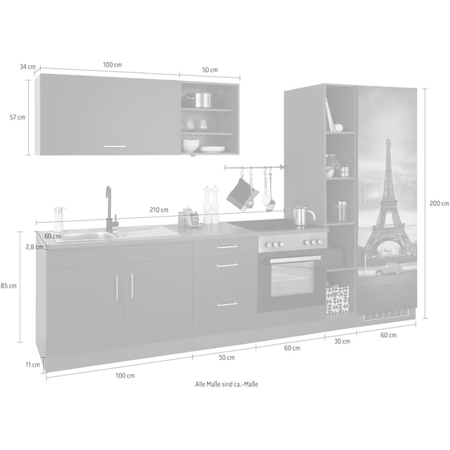 HELD MÖBEL Küchenzeile »Paris«, ohne E-Geräte, Breite 300 cm bestellen |  BAUR