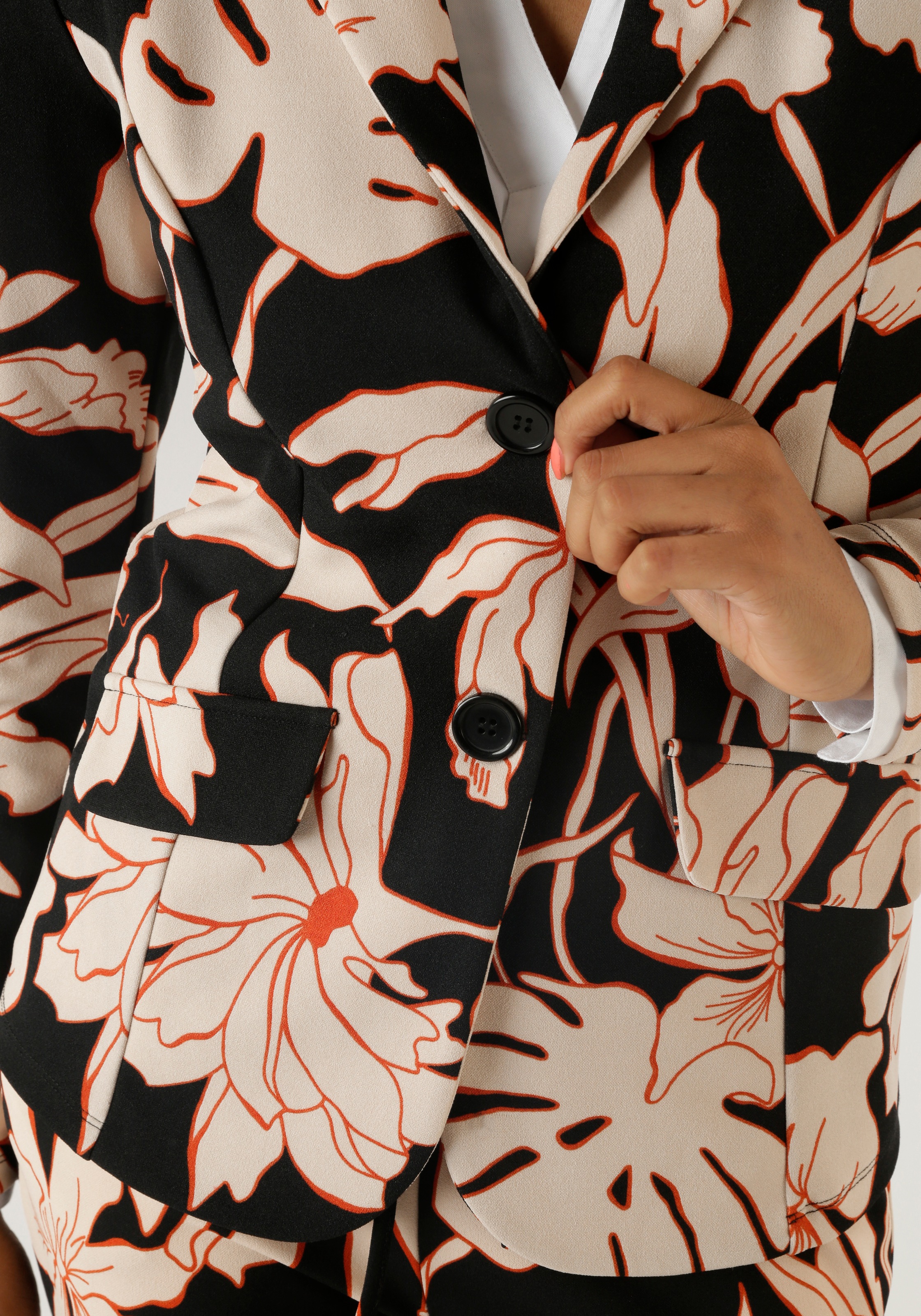 Thumbnail - Aniston SELECTED Jerseyblazer, mit großflächigem und abstraktem Blumenmuster