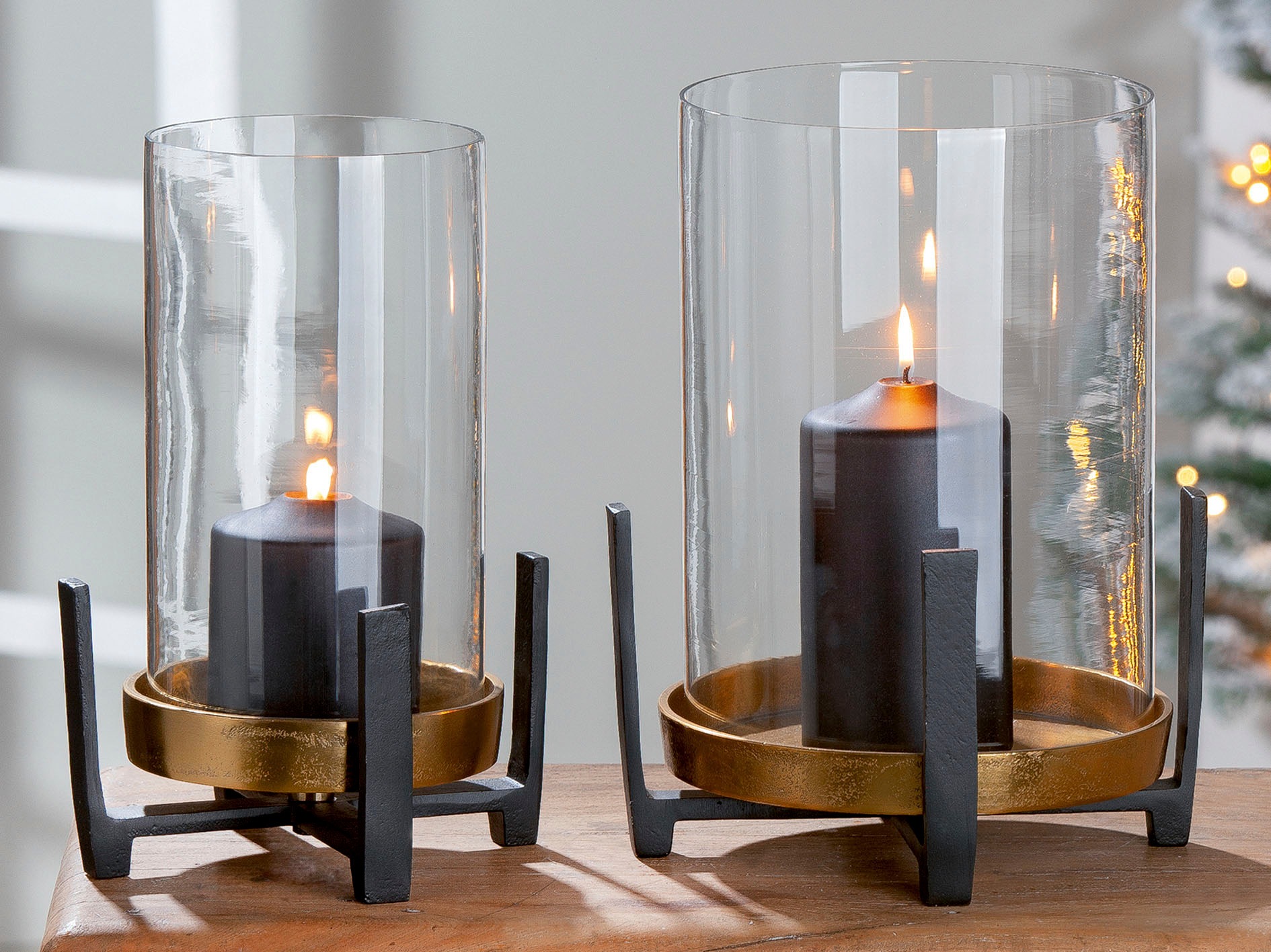 GILDE Windlicht "Nuro" aus Aluminium, mit Glaseinsatz günstig online kaufen