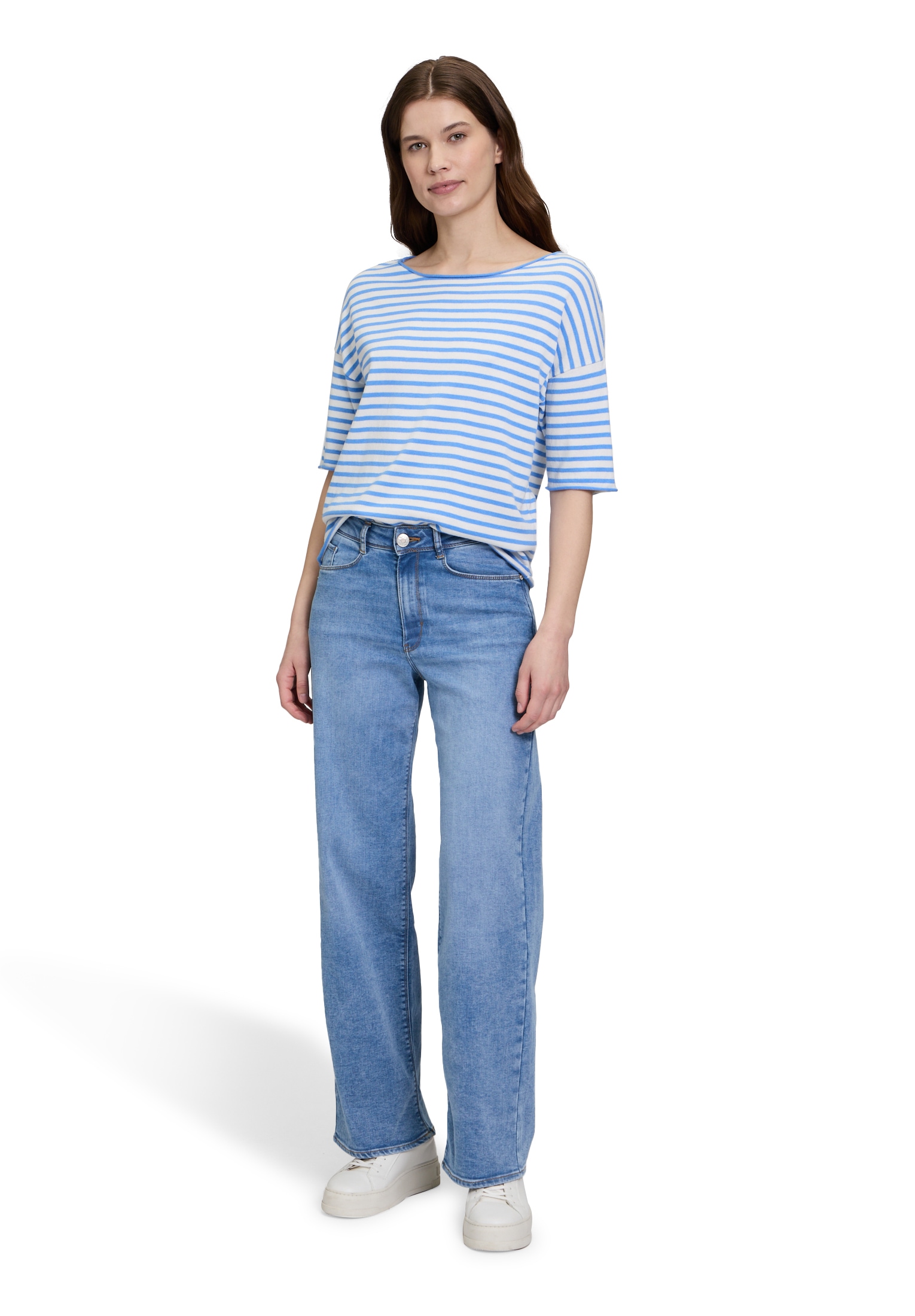 Betty&Co Kurzarmshirt »Betty & Co Strickpullover mit U-Boot-Ausschnitt«, (1 tlg.), Ringel
