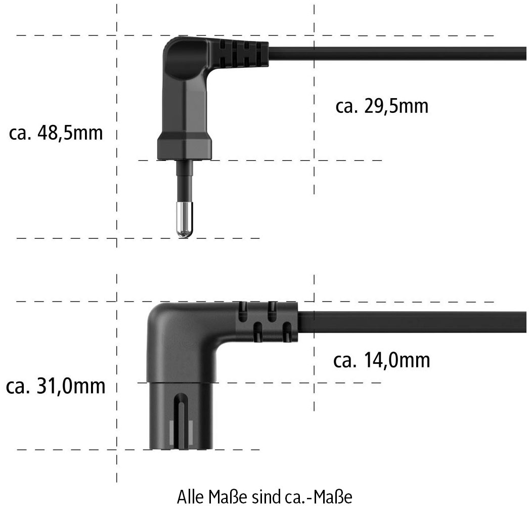 Hama Stromkabel »für Sonos PLAY:1/PLAY:5«, Typ C (Eurostecker), 300 cm, Euro -Netzkabel, beidseitig gewinkelt, 3m, schwarz | BAUR