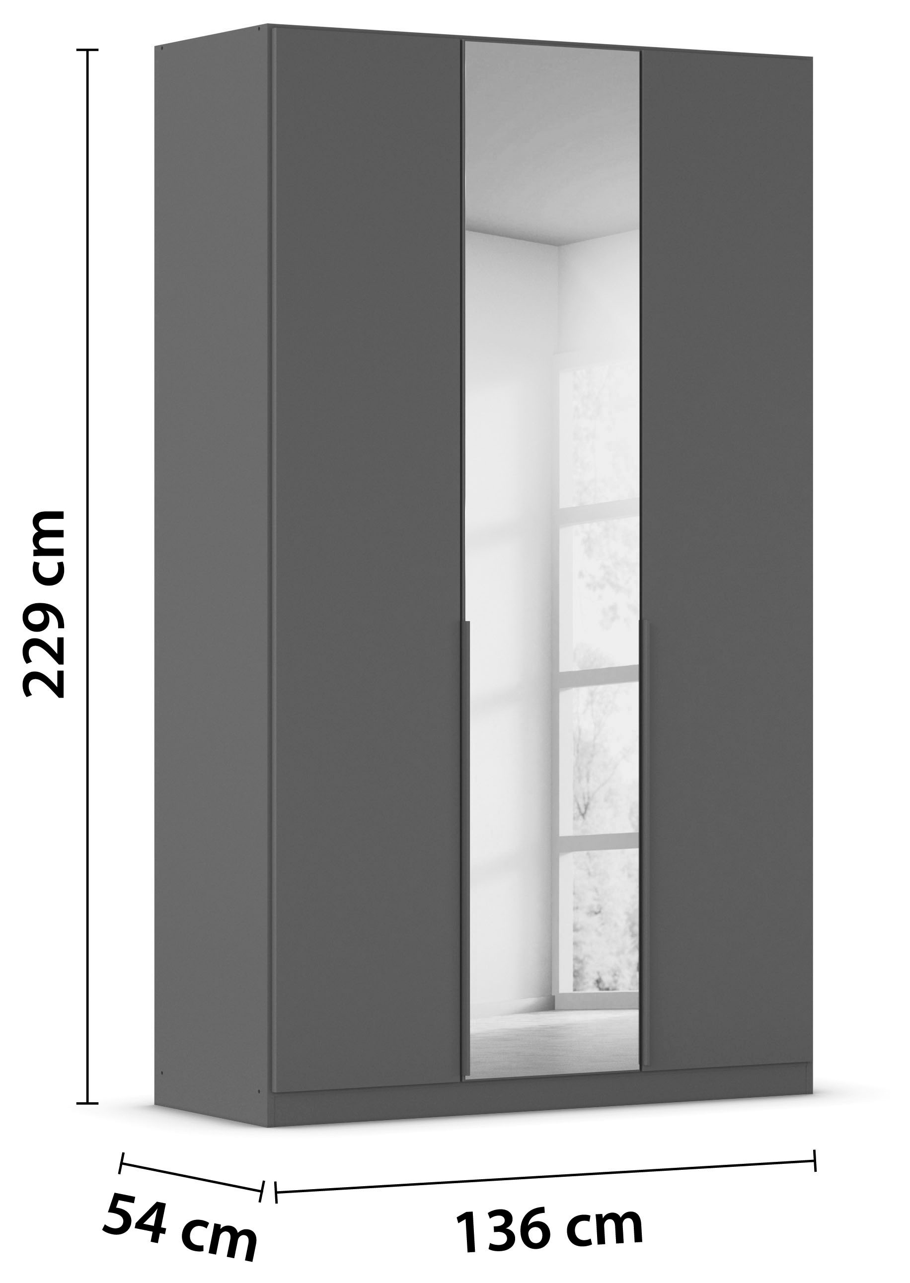rauch Drehtürenschrank »Kleiderschrank Schrank Garderobe AGORDO mit Dekor- oder Hochglanzfront«, (in zwei Griff-Farben), durchdachte Innenausstattung, in 6 Breiten und 2 Höhen MADE IN GERMANY