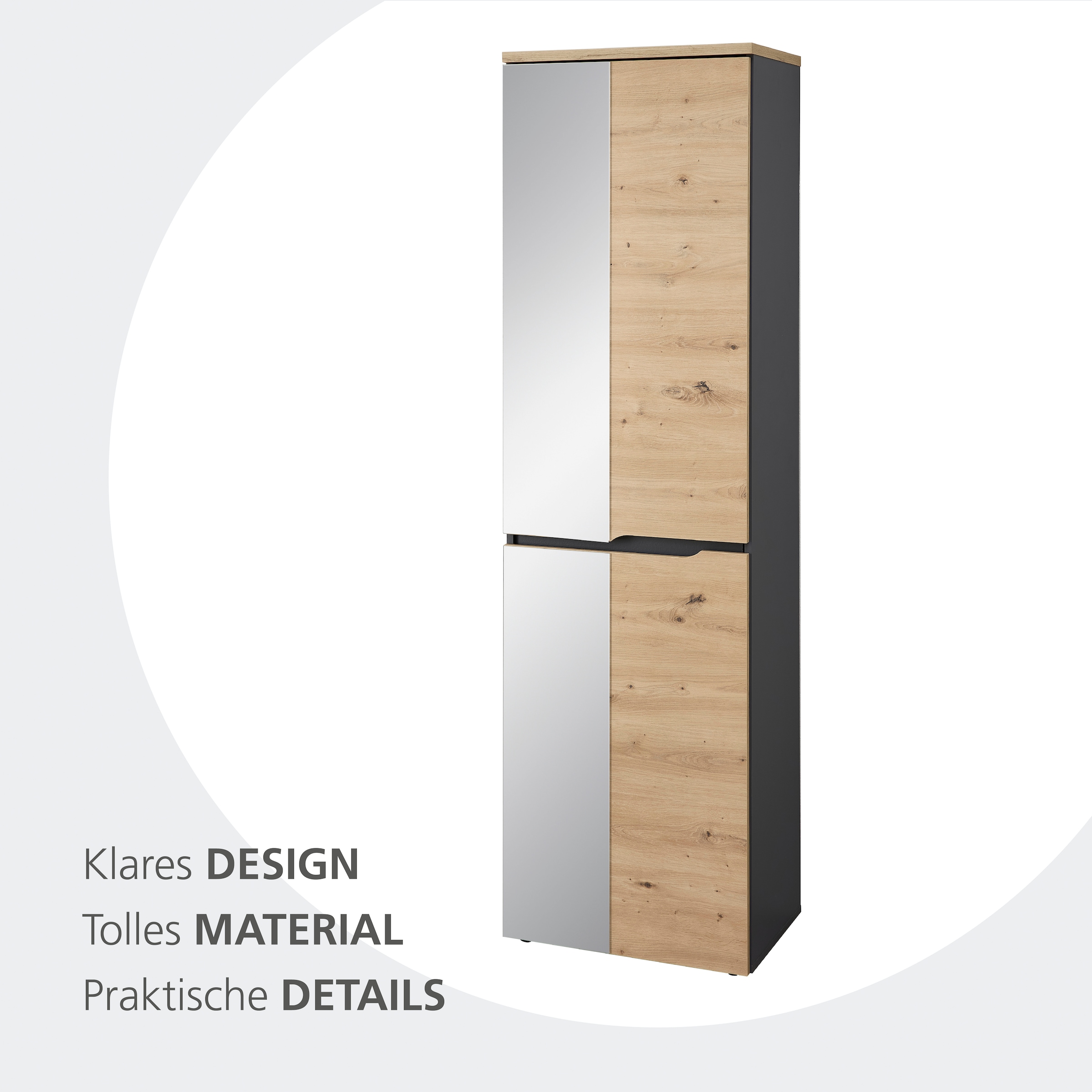 Innostyle Garderobenschrank »Fargo Garderobenschrank, 55/192/38 (B/H/T cm)«, (1 St.), 4 türig, Spiegel, Softclose, Kleiderstange