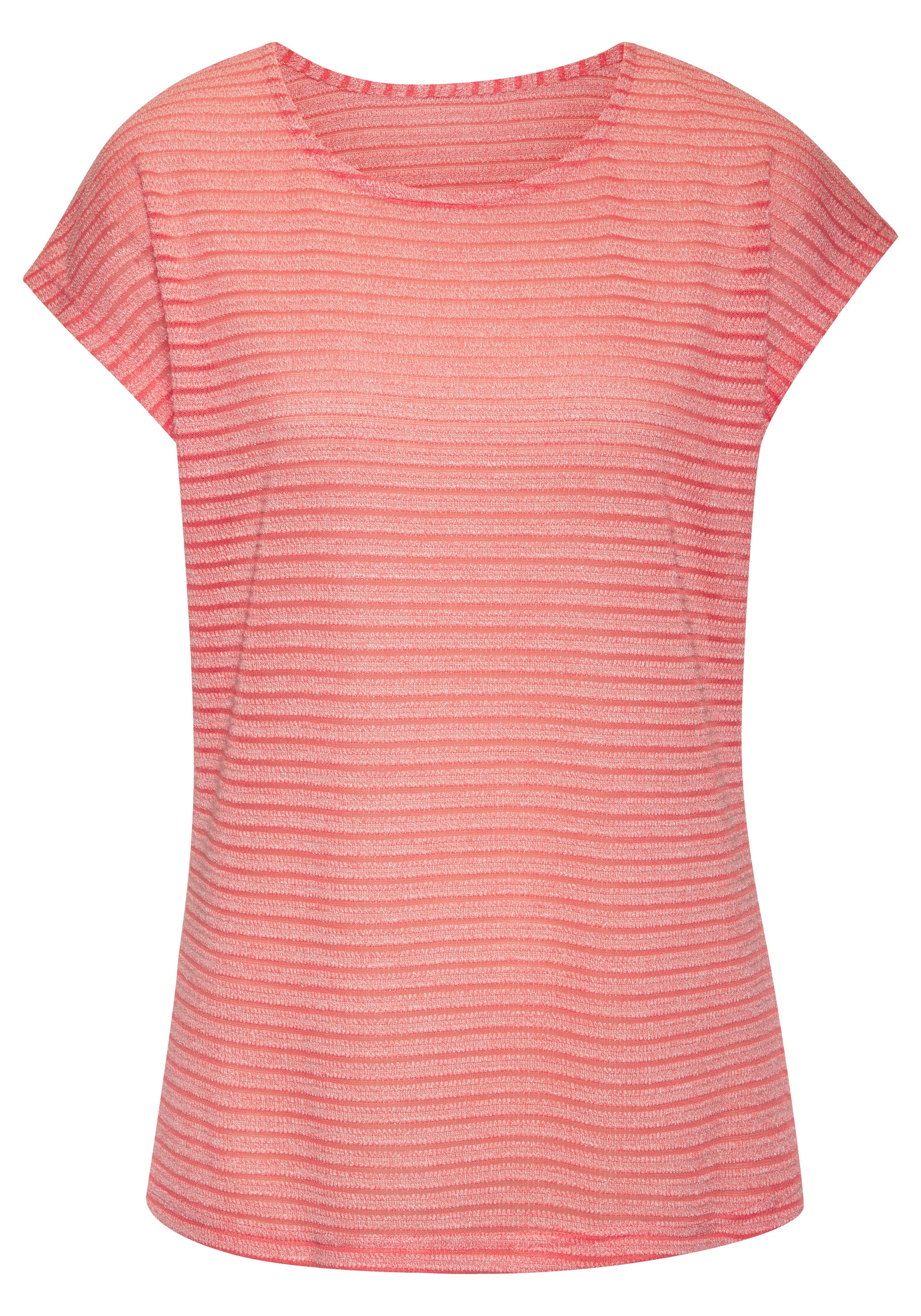 Kurzarmshirt VIVANCE "mit Streifenoptik", Damen, Gr. 48/50, bunt (apricot, navy), Stoff, Obermaterial: 65% Polyester, 35% Viskose, gestreift, bequem normal, Rundhals, angeschnitten, Shirts, aus pflegeleichter Viskose-Qualität 3