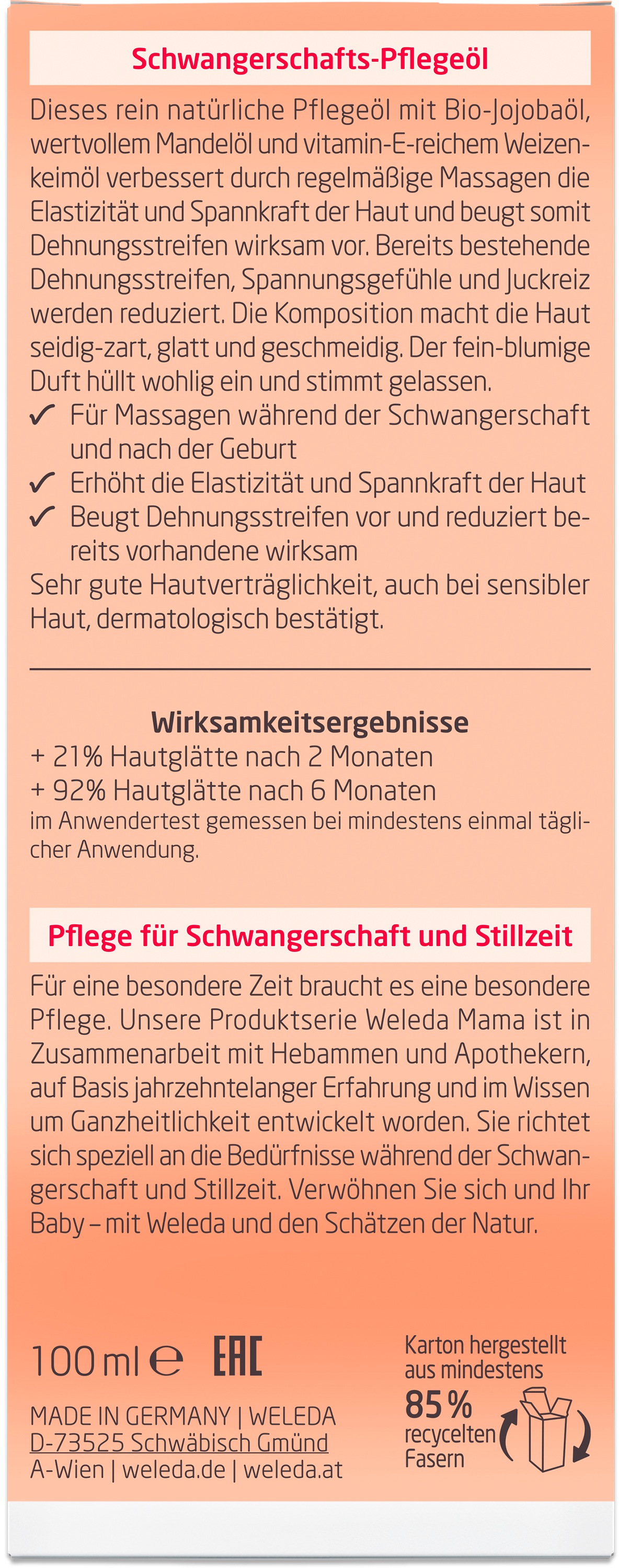 WELEDA Körperöl »Weleda Schwangerschafts-Pflegeöl« für alle Hauttypen geeignet, feuchtigkeitsspendend