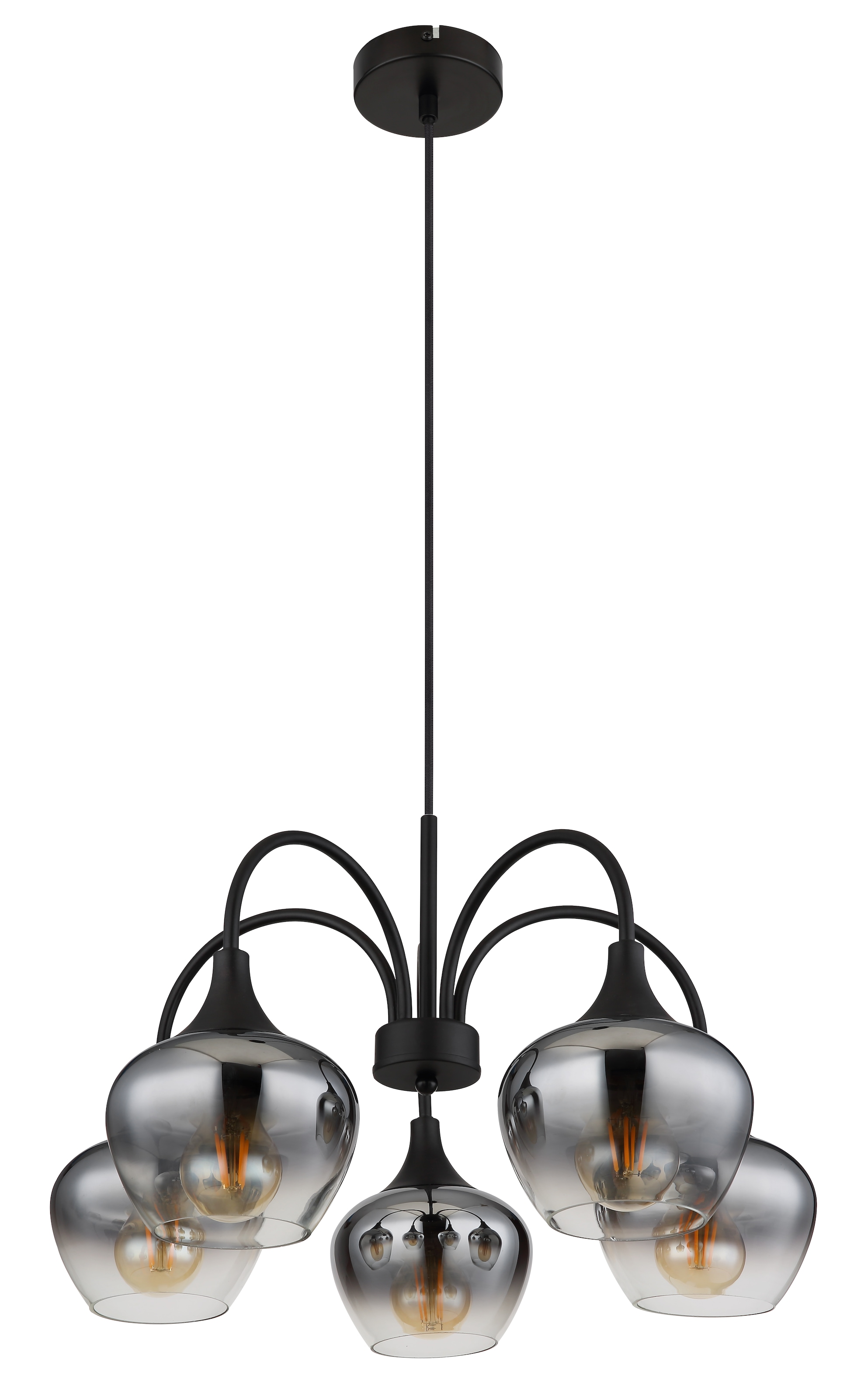 GLOBO LIGHTING Hängeleuchte »MAXY«, Leuchtmittel E27 | ohne Leuchtmittel, Hängelampe/Pendelleuchte/Glas rauchfarben/Höhe kürzbar/Esstisch