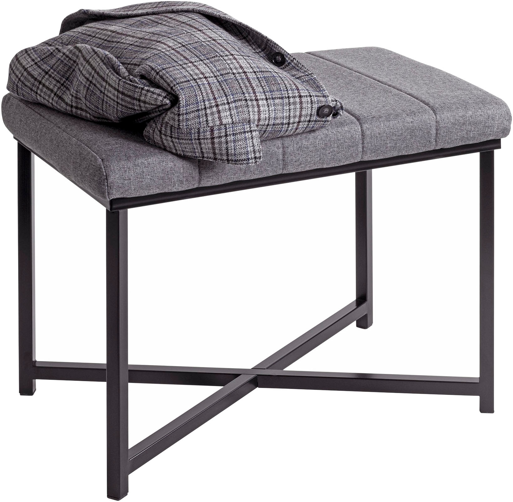 HAKU Hockerbank »Flurbank, Garderobenbank, Sitzbank« 1 Stk. tlg. rechteckig - aus Metall Schwarz - B/T/H 59/39/46 cm