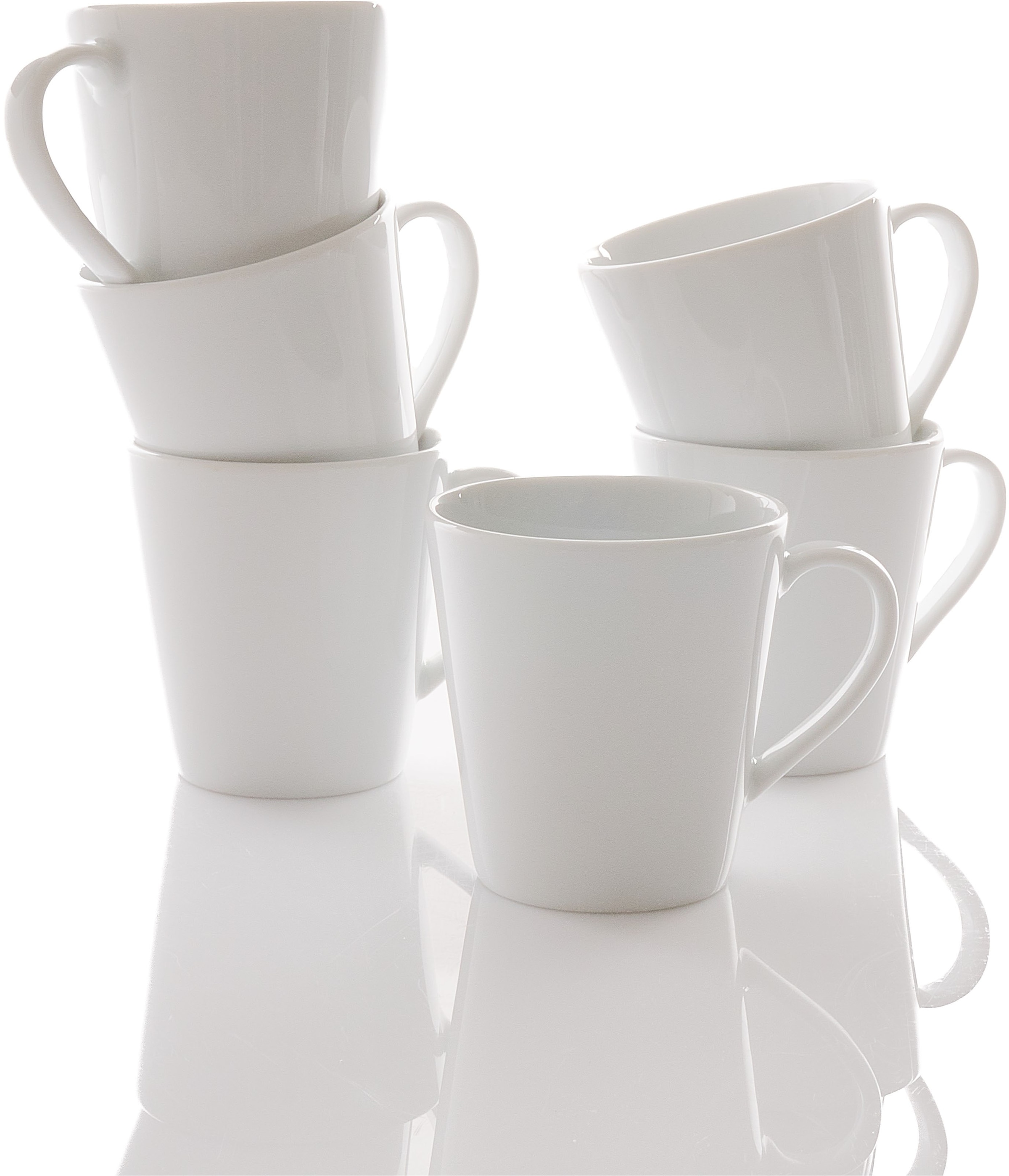 Retsch Arzberg Becher »Kaffee-/Henkelbecher HEIKE WEISS 250 ml, konisch, Set 6-tlg. Porzellan«, (Set, 6 tlg.), Klassisches Henkelbecher Set für 6 Personen, zeitlos & chic