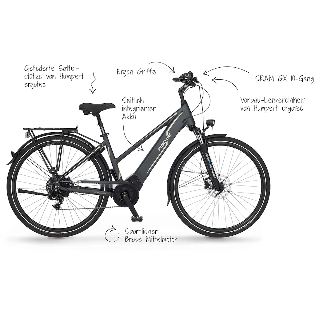 FISCHER Fahrrad E-Bike »VIATOR 5.0i Damen 504«, 10 Gang