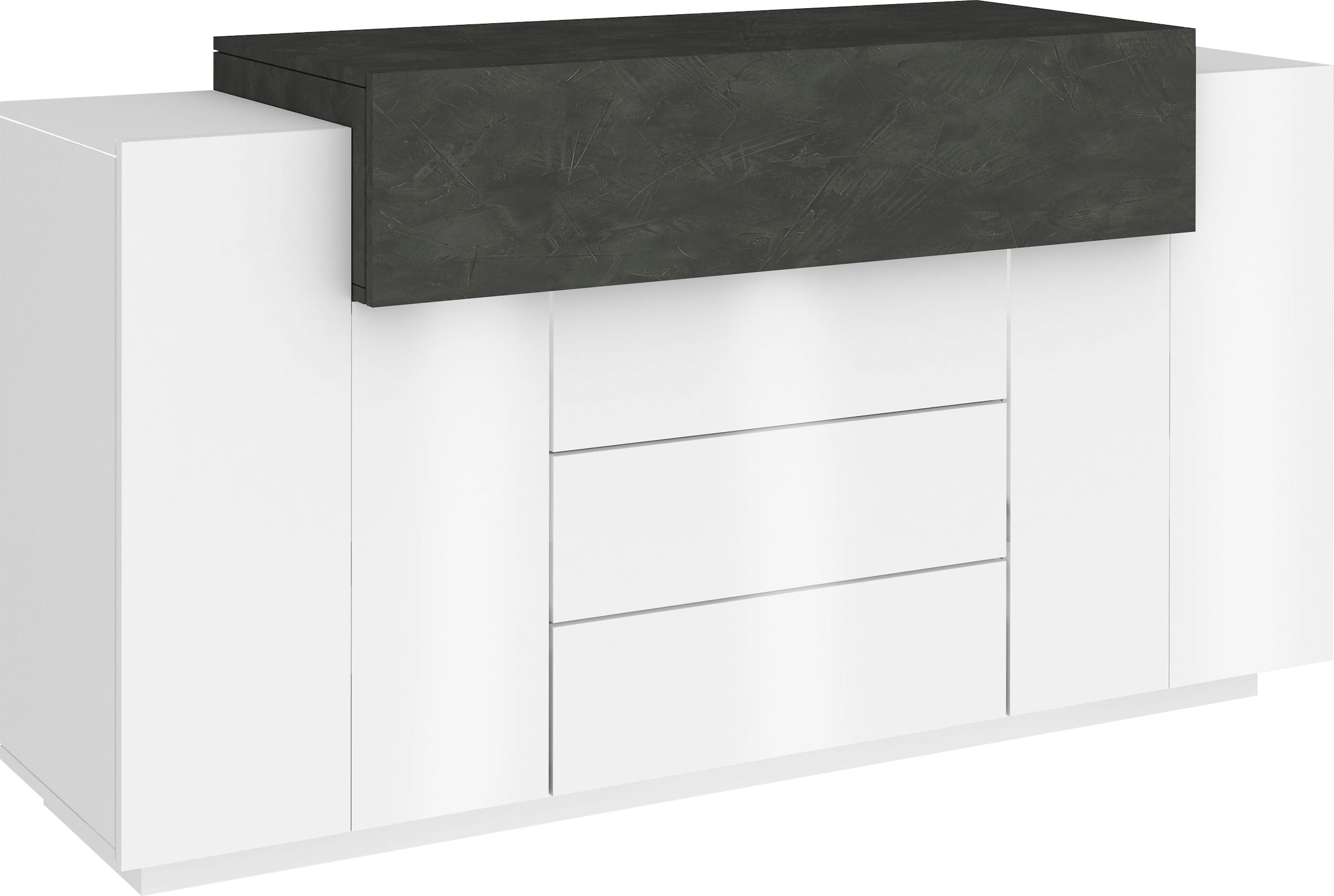 INOSIGN Kommode »Coro, Kommode, Schrank, Kredenz, grifflos«, 1 Klappe,2 Türen,3 Schubkästen Doppeltiefe Hochglanz Front Breite 160