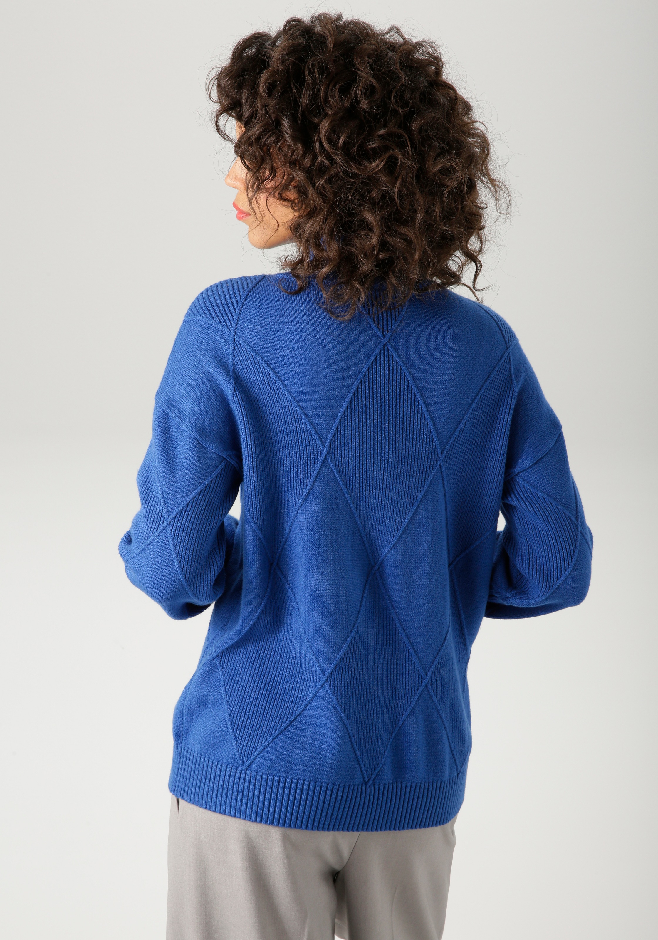 Aniston CASUAL Strickpullover im trendigen Rauten-Muster günstig online kaufen