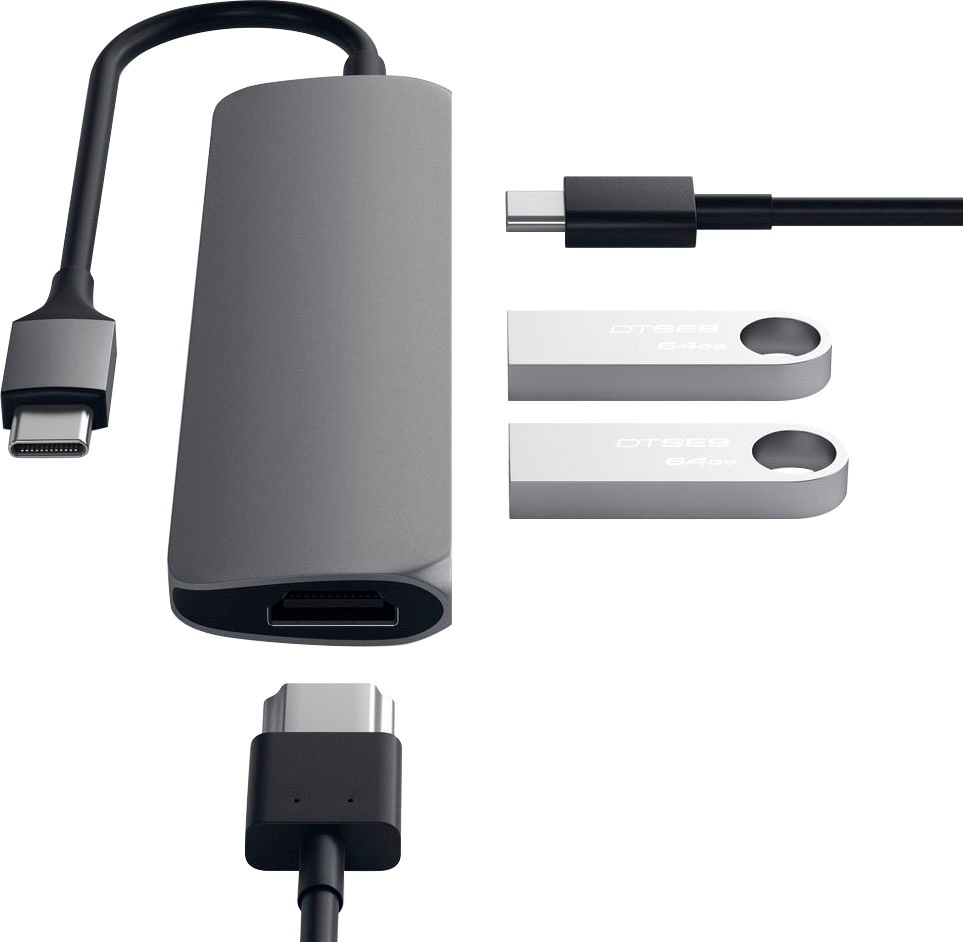 Satechi Adapter »Type-C Slim Multi-Port 4K Pass-through«, 12 cm