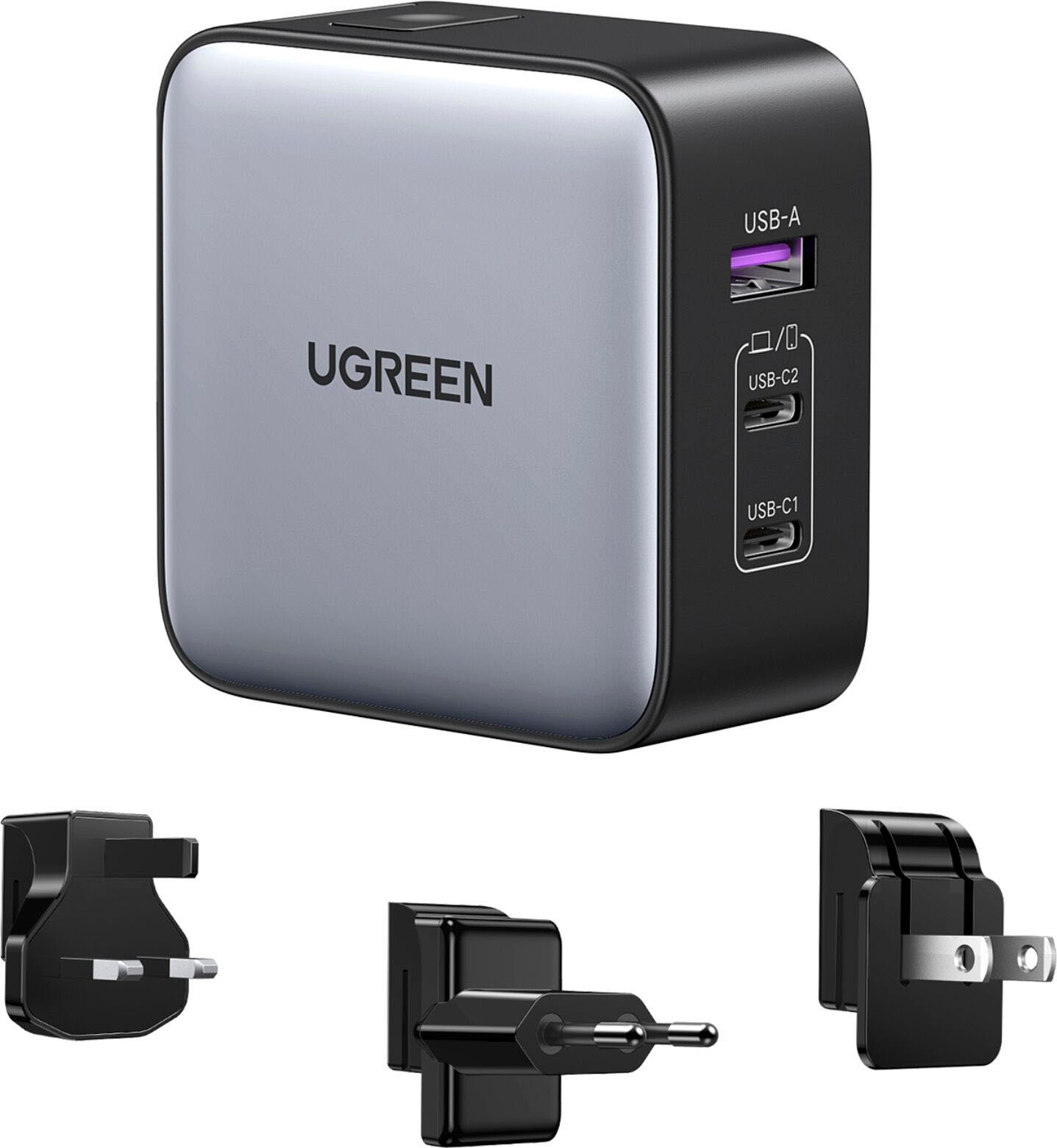UGREEN USB-Ladegerät »1xUSB-A + 2xUSB-C 65W GaN Worldwide Travel Fast«