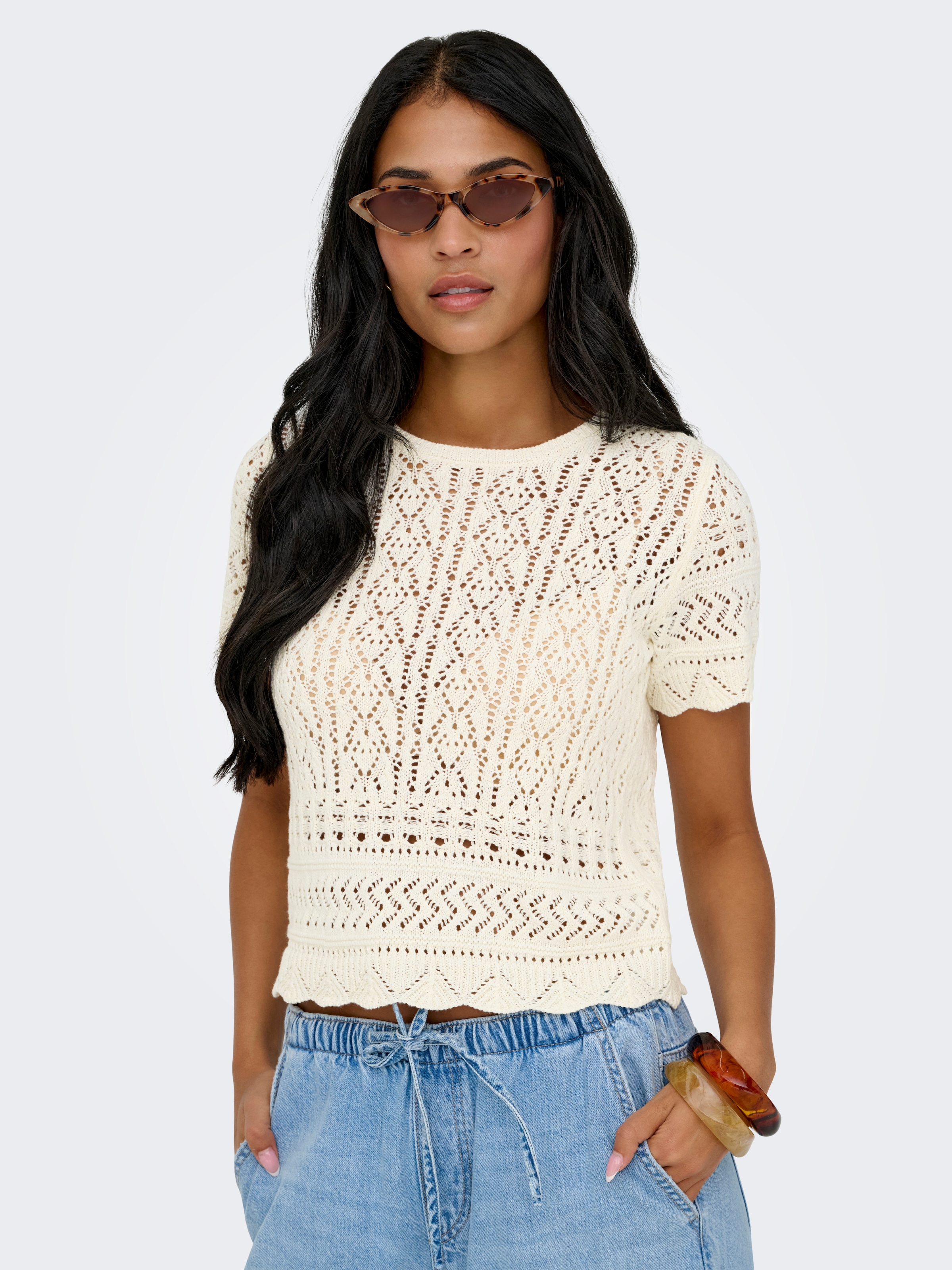 ONLY Kurzarmpullover »ONLELKE LIFE SS STRUCTUR O-NECK KNT NOOS«