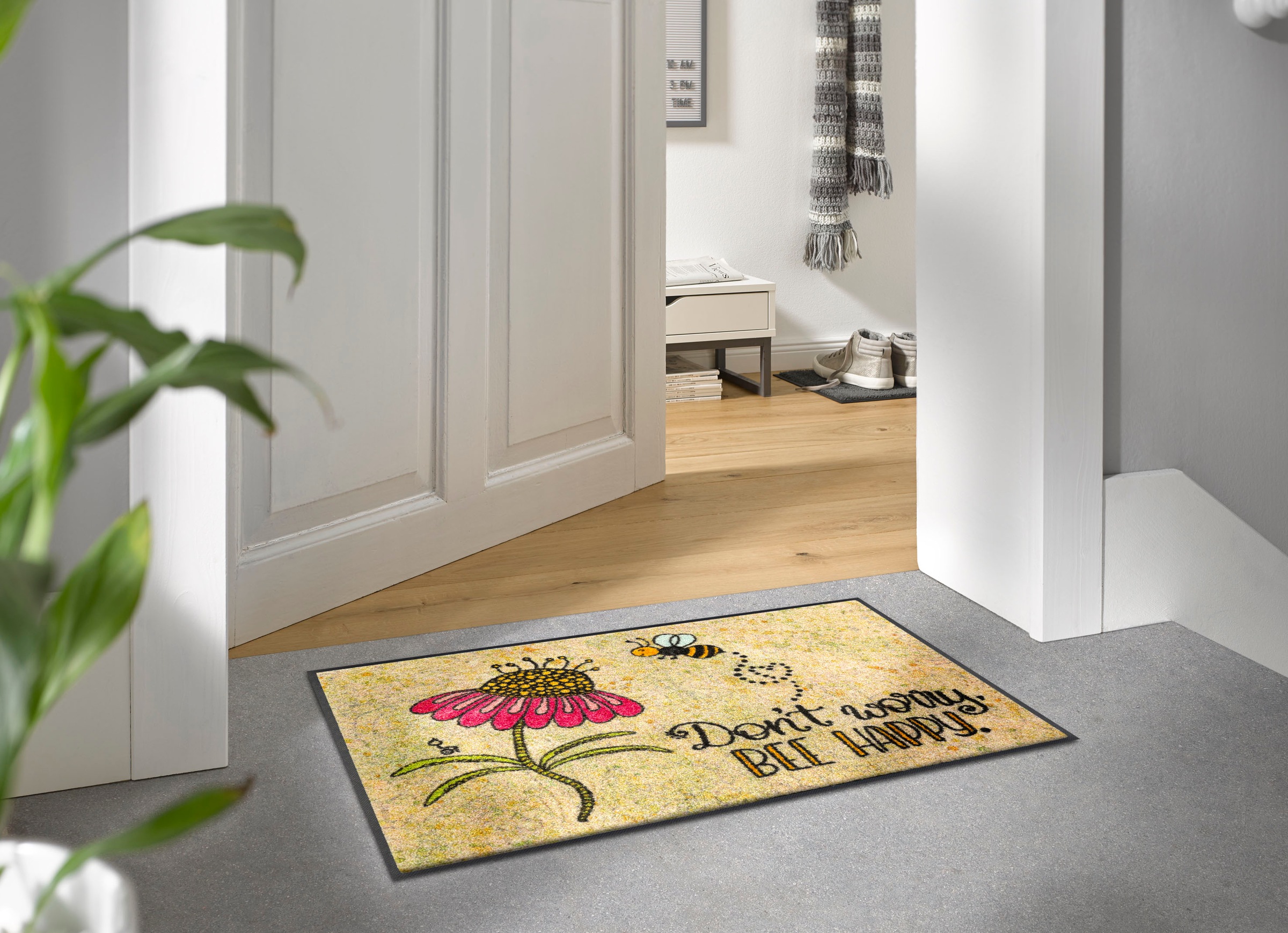 wash+dry by Kleen-Tex Fußmatte "Bee Happy" rechteckig günstig online kaufen