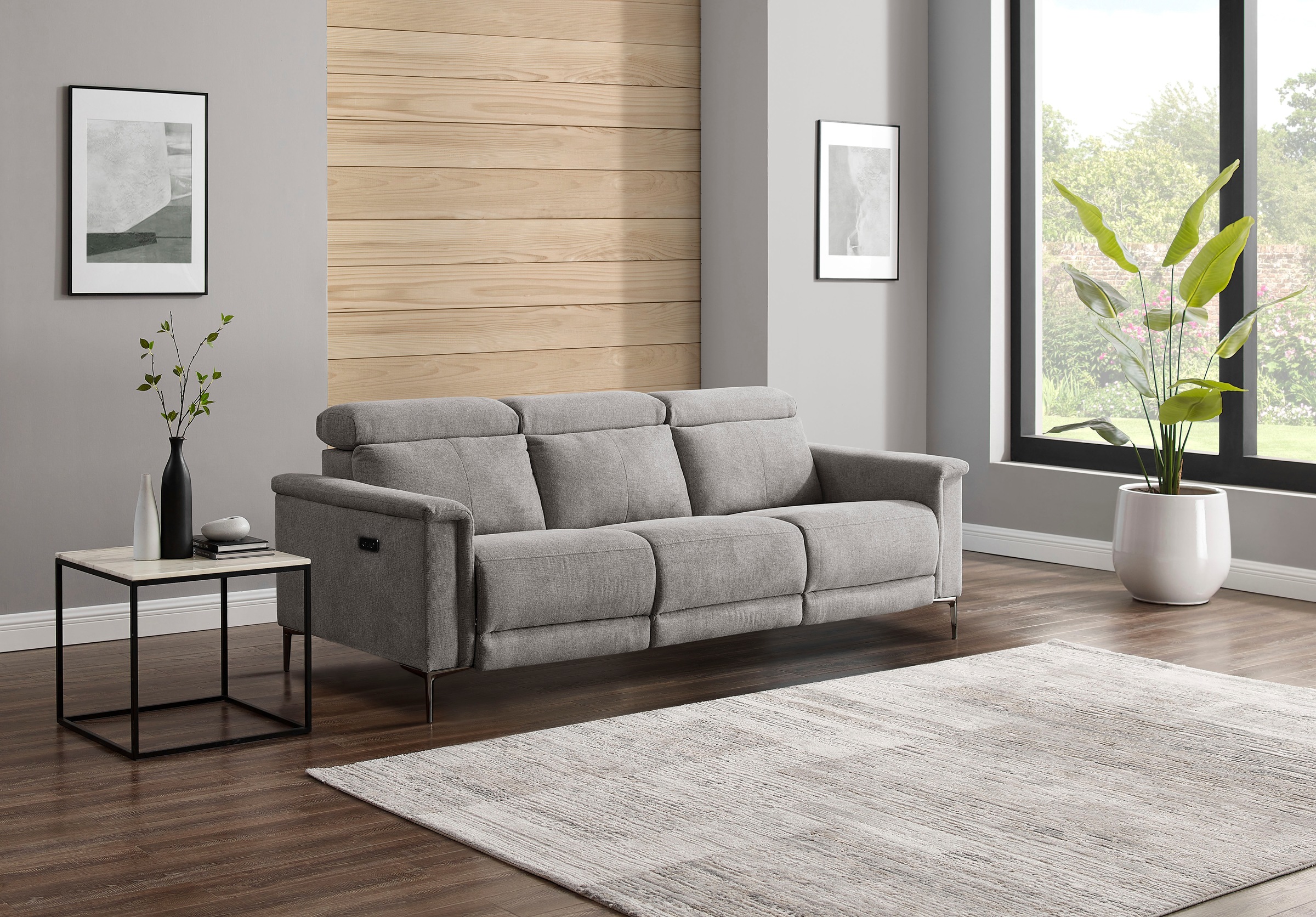 Places of Style 3-Sitzer Lund, in  Leder und Webstoff lieferbar