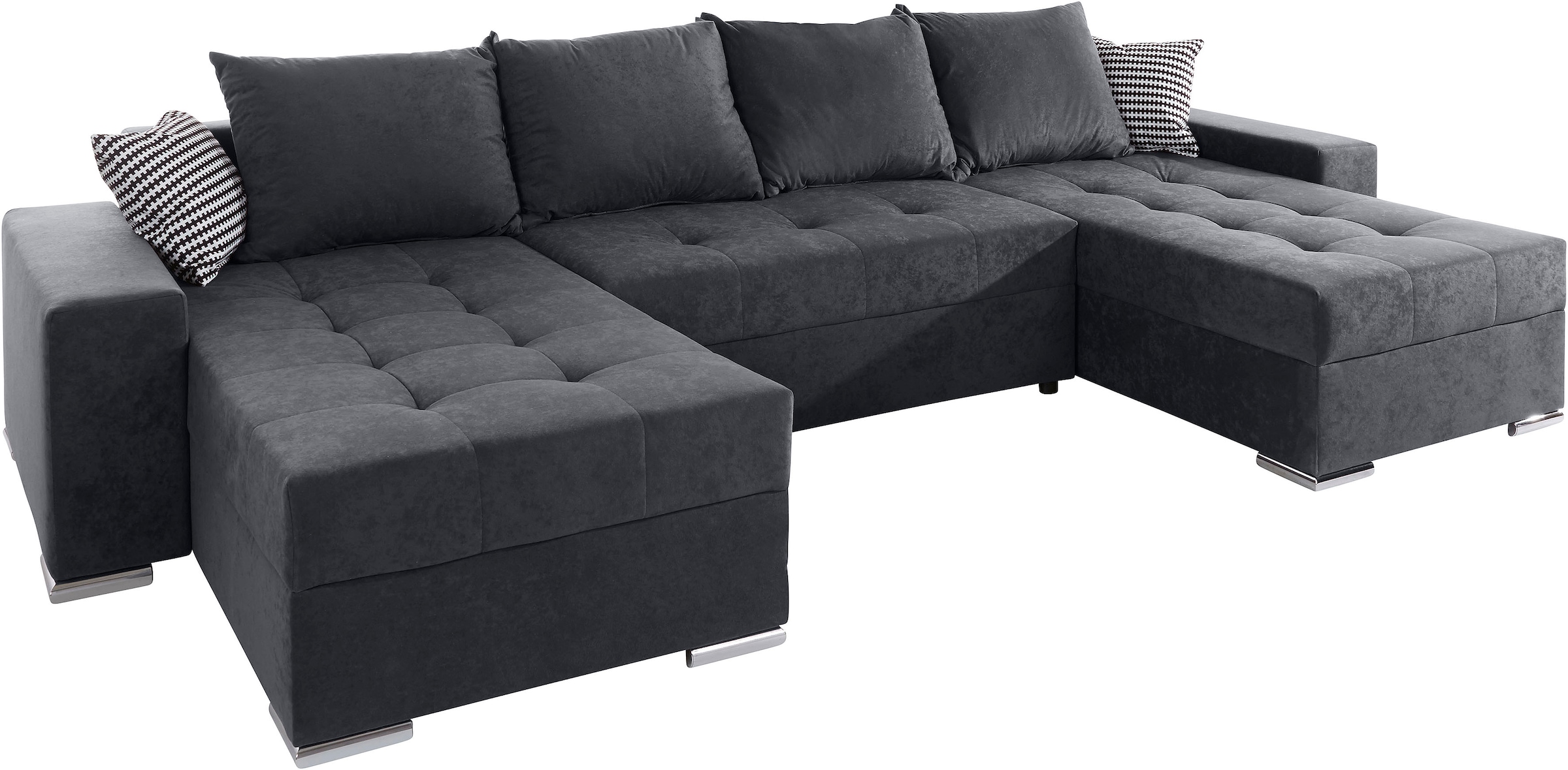 COLLECTION AB Wohnlandschaft »Josy XL U-Form, Breite: 313 cm« mit Bettfunktion, Bettkasten & 2 Zierkissen, Federkern