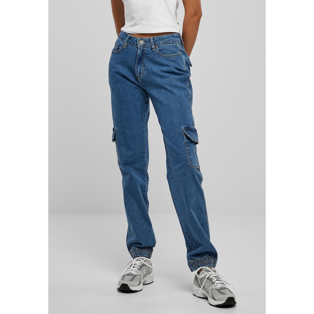 URBAN CLASSICS Stoffhose »Urban Classics Damen Ladies Organic Stretch Denim Cargo Pants«, (1 tlg.)