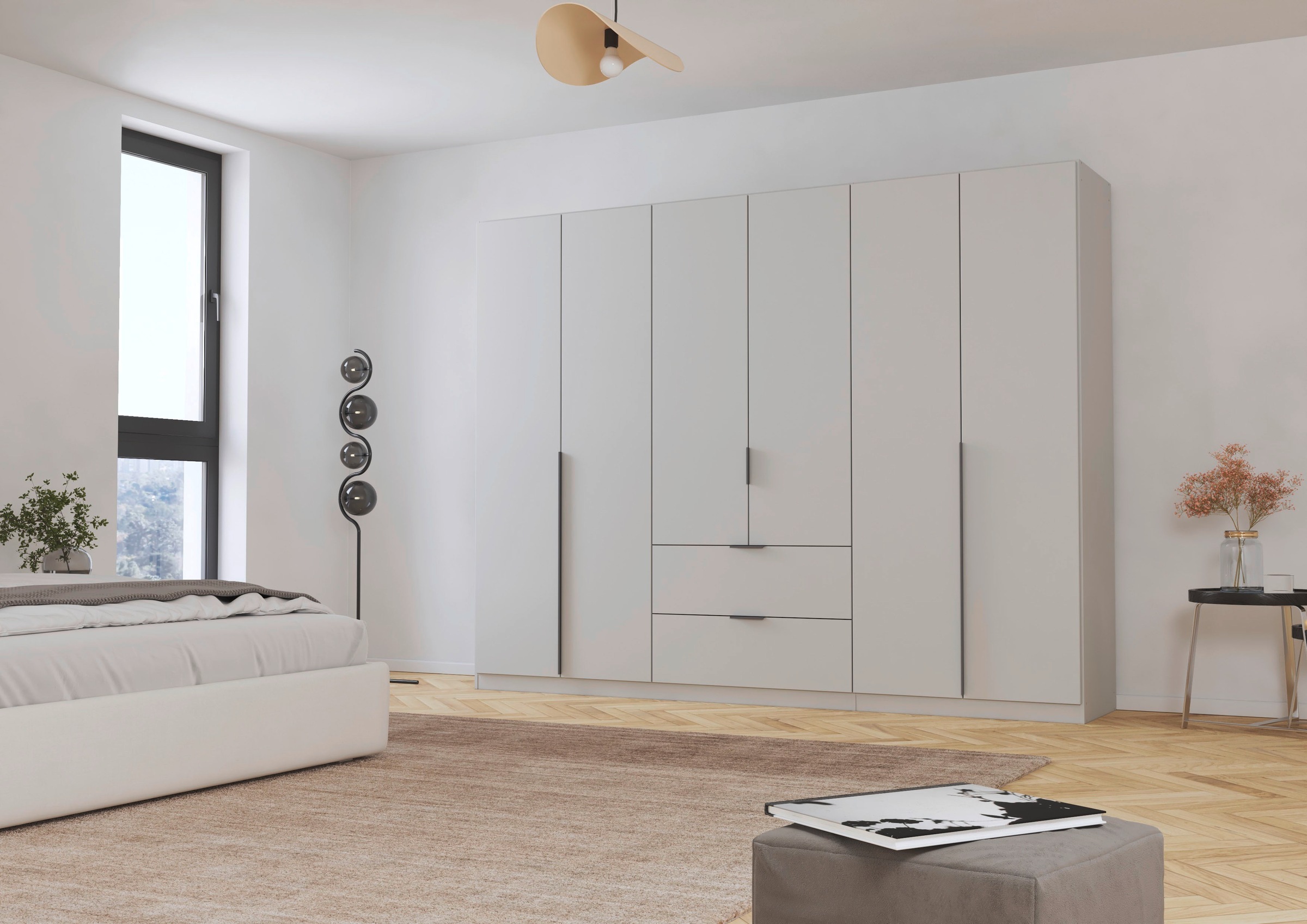 rauch Drehtürenschrank »Kleiderschrank Schrank Garderobe AGORDO mit Dekor- oder Hochglanzfront«, (in zwei Griff-Farben mit Dekor- oder Hochglanzfront), mit Außenschubkästen, in 6 Breiten und 2 Höhen MADE IN GERMANY