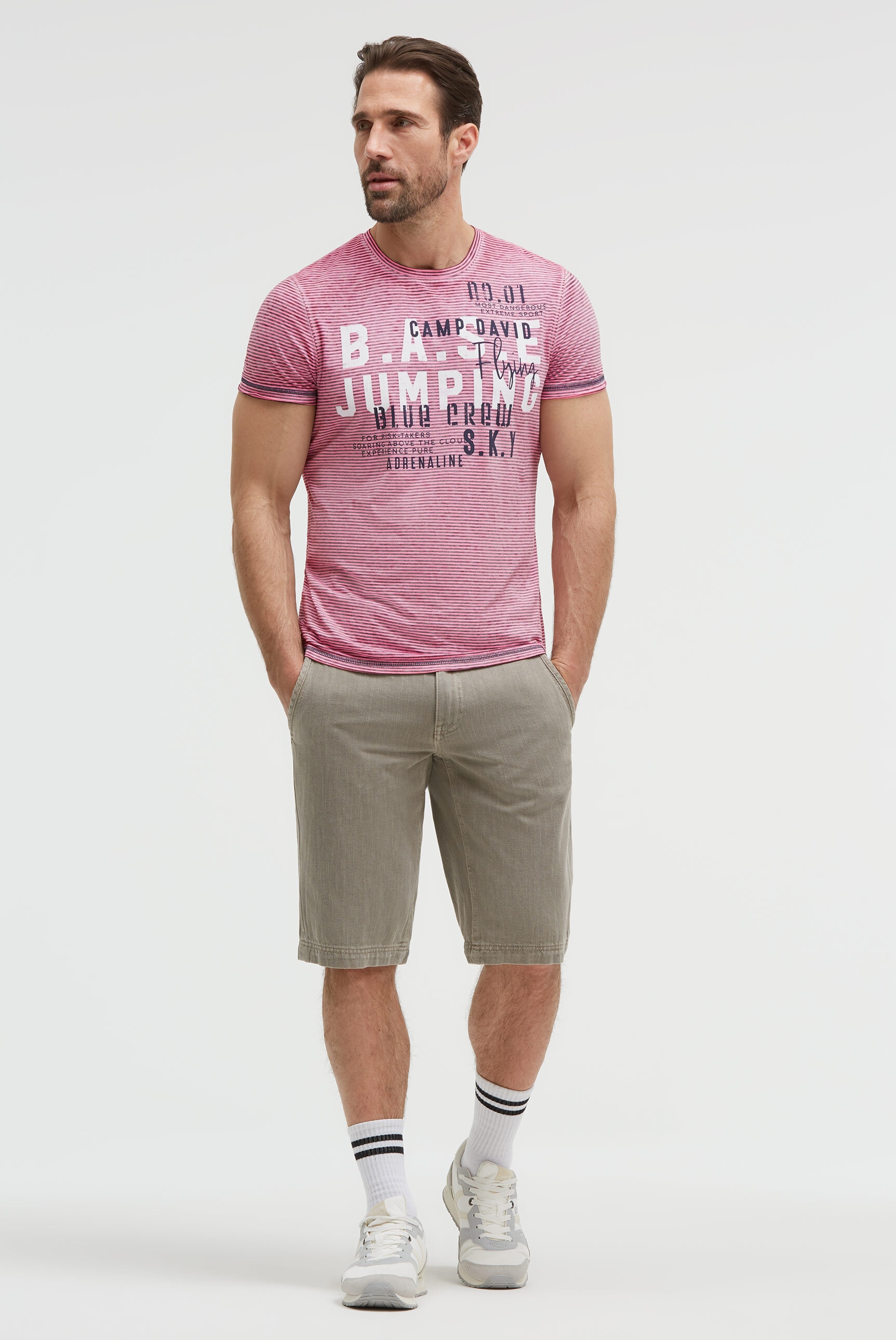 CAMP DAVID Rundhalsshirt mit Ausbrenner-Effekten