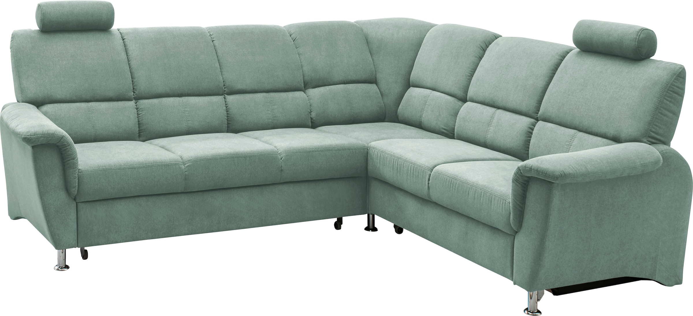 Home affaire Ecksofa »Pisa L-Form, mit Schlaffunktion, Stauraum, 2x höhenverstellbare«, Kopfstützen und Relaxfunktion im Eckelement