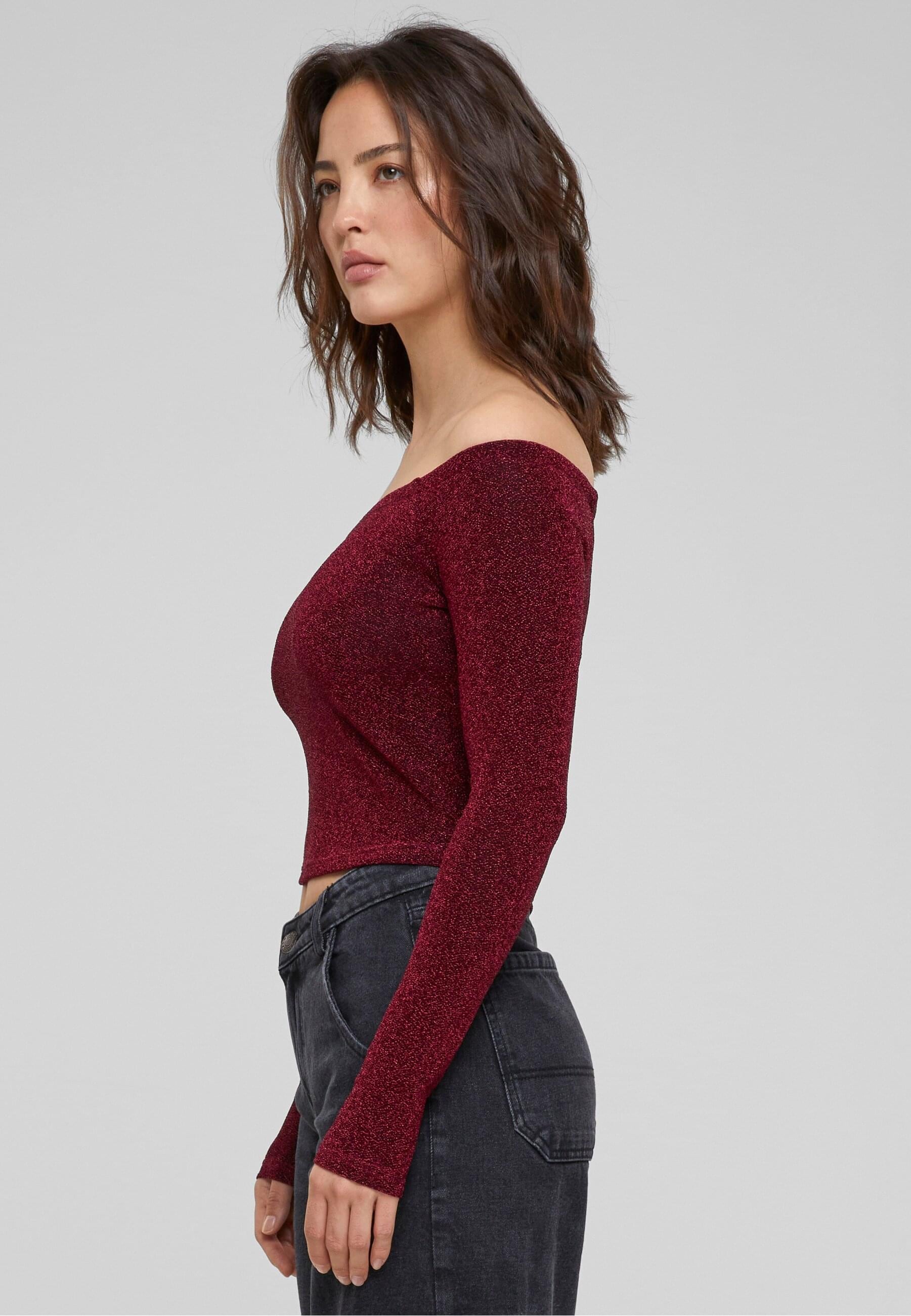 URBAN CLASSICS Longsleeve »Urban Classics Damen Ladies Off Shoulder Glitter Longsleeve«