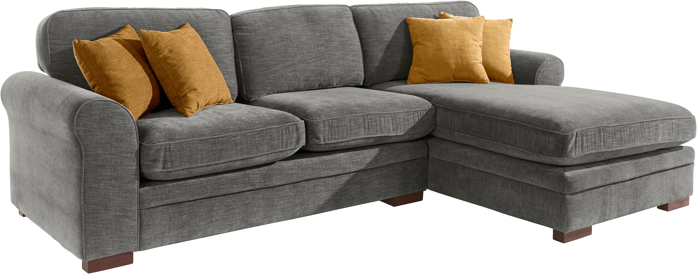 Home affaire Ecksofa »Broughton L-Form«, weicher Sitzkomfort, incl. 4 Zierkissen, Keder