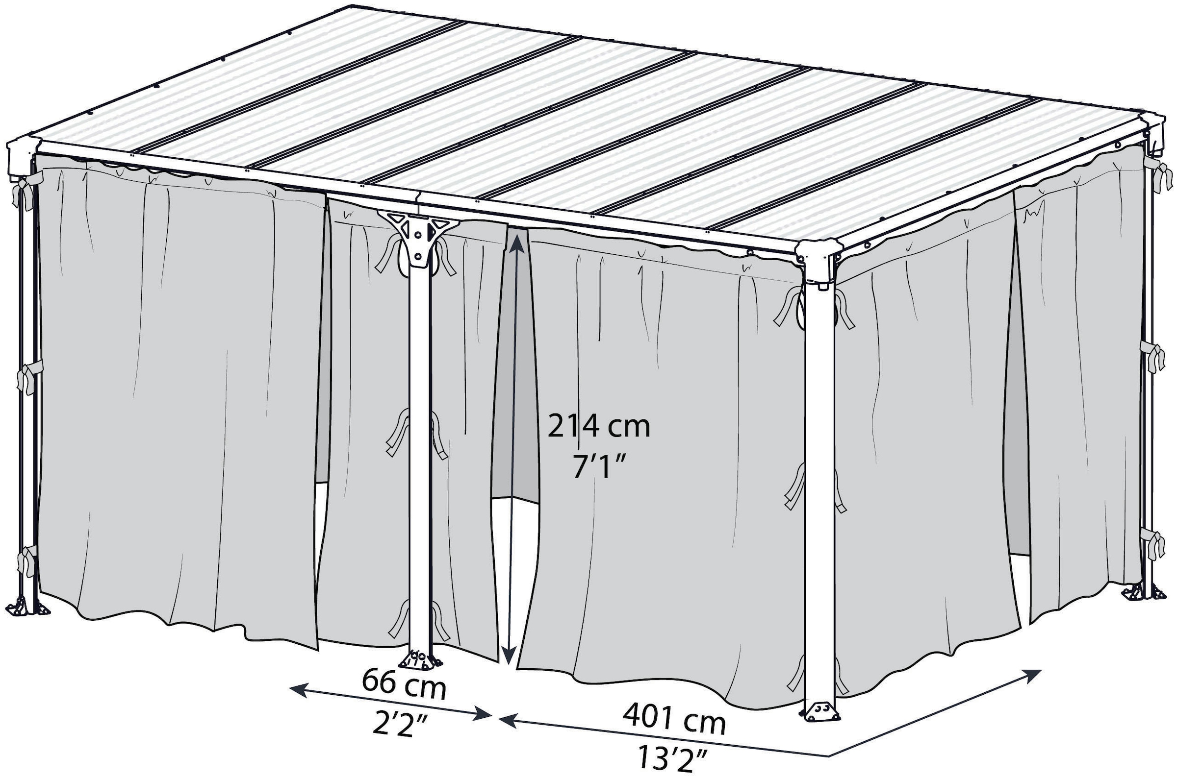 Palram - Canopia Pavillonseitenteil, Insektenschutznetz 217 x 465cm