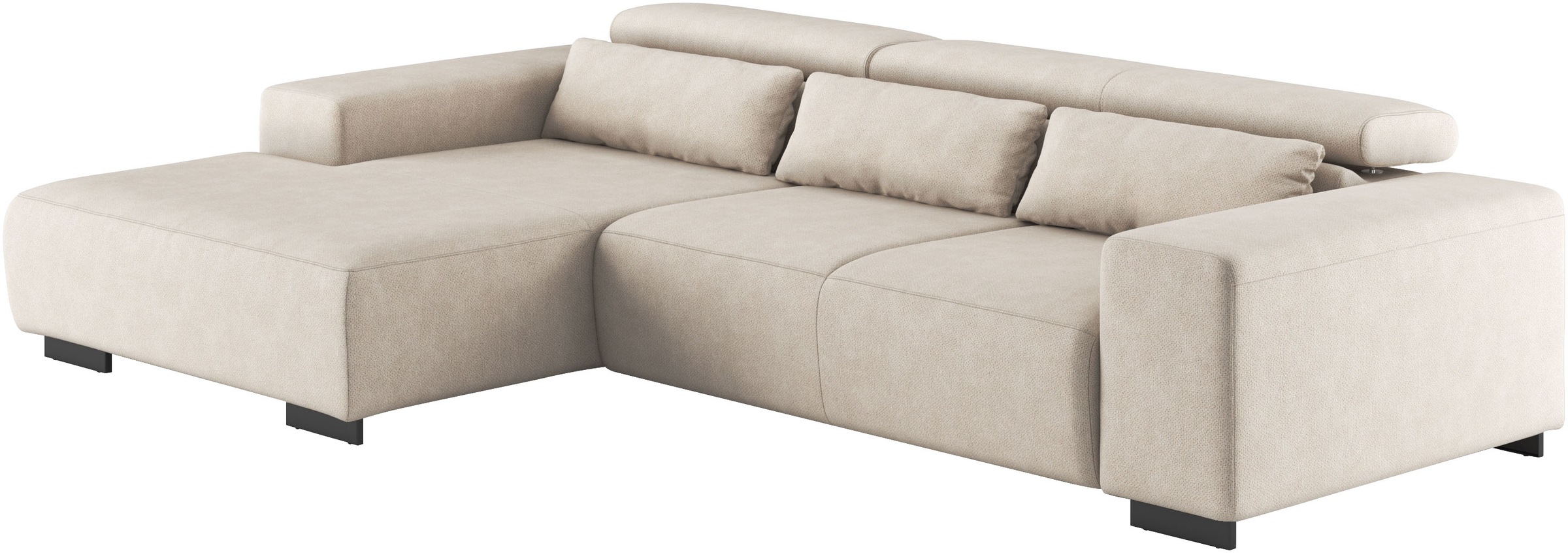 COTTA Ecksofa »Side L-Form, mit Kopfteilverstellung & 3 Nierenkissen«, optional motorische Sitztiefenverstellung