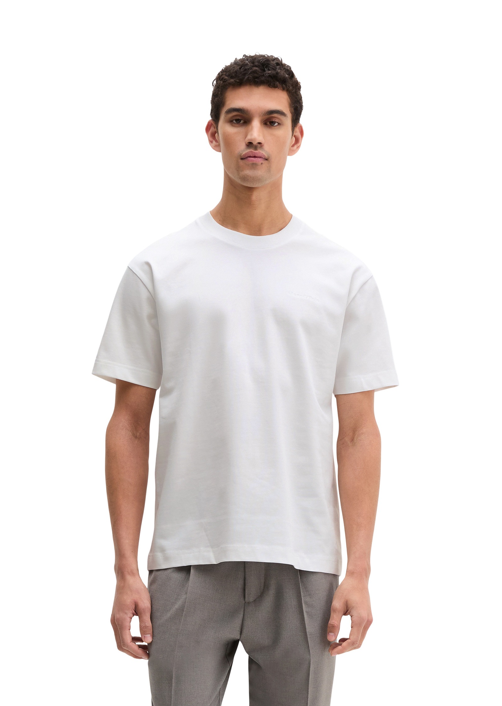 T-Shirt MARC O'POLO "aus schwerem Bio-Baumwoll-Jersey", Damen, Gr. L, weiß, Obermaterial: 100% Baumwolle, unifarben, Basic, loose fit, Shirts T-Shirt