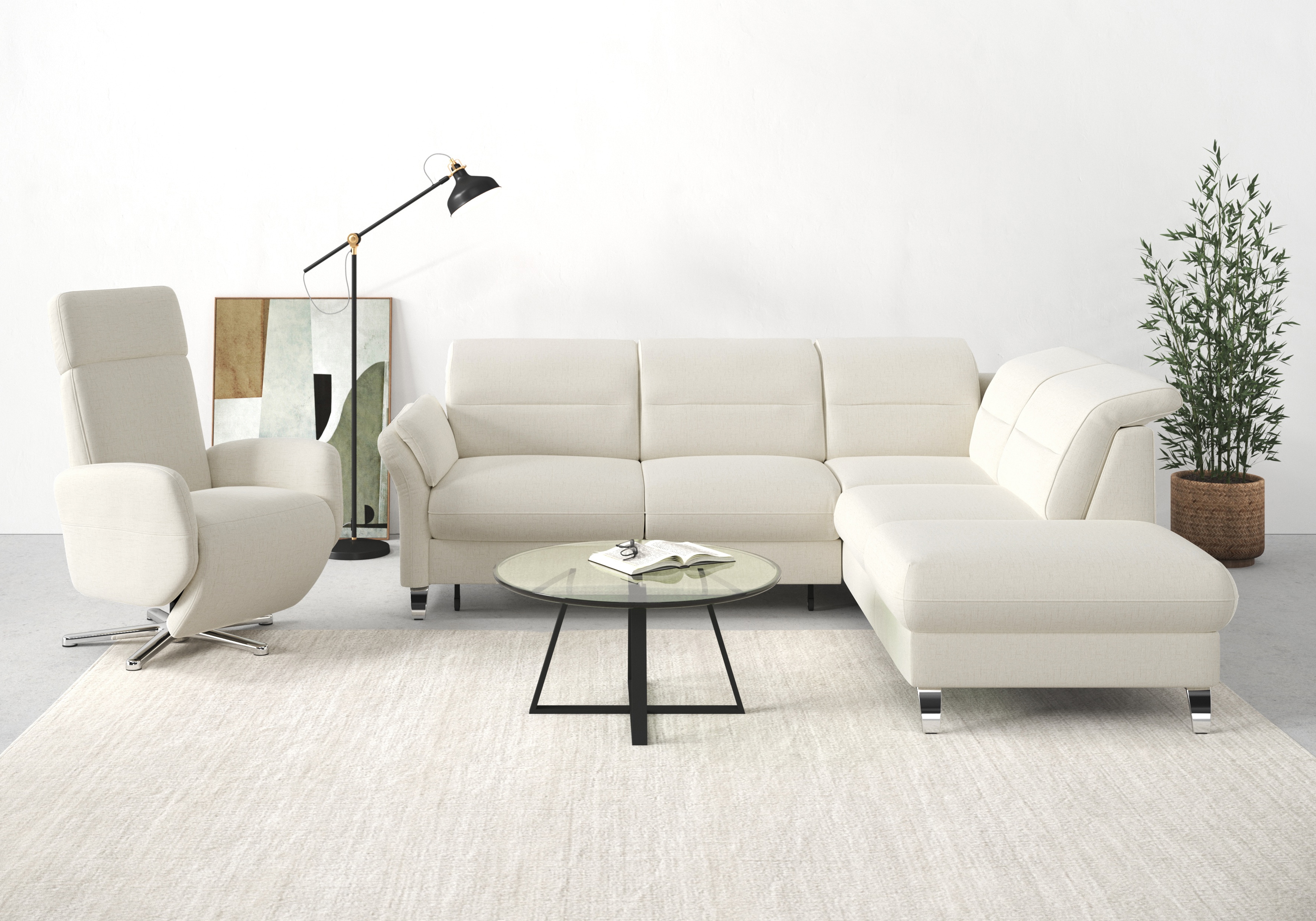 sit&more Ecksofa "Grenoble L-Form mit Federkern" wahlweise mit Schlaffunktion, Bettkasten, Arm- und Kopfteilverstellung