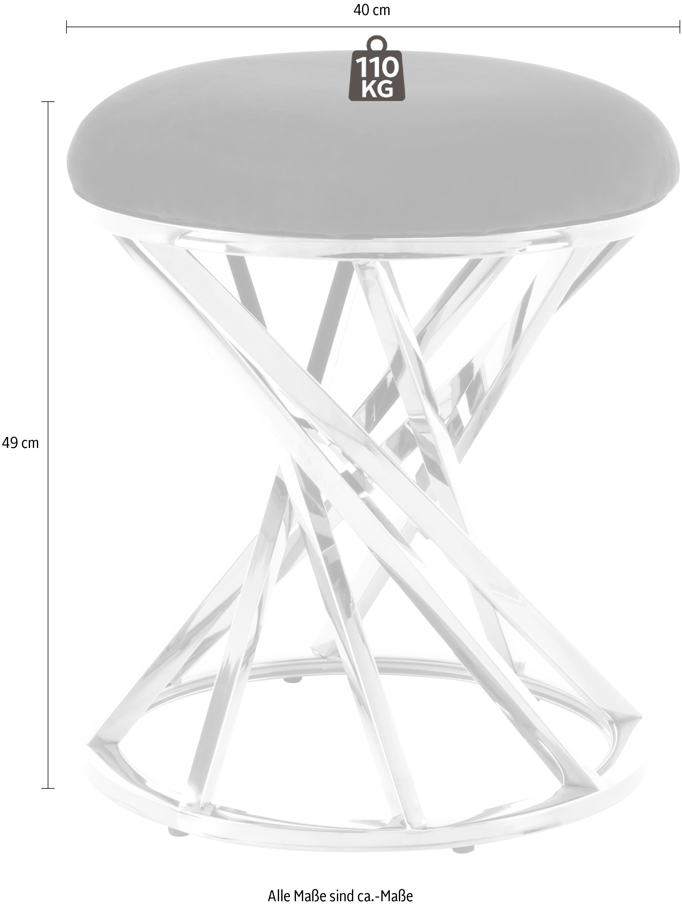 Kayoom Sitzhocker »Hocker Wesley 325,Sitzpouf in elegantem Design, Gestell aus Metall«, (1 St.), glamourös, hochwertig, mit weichem Sitzkissen und Stoffbezug