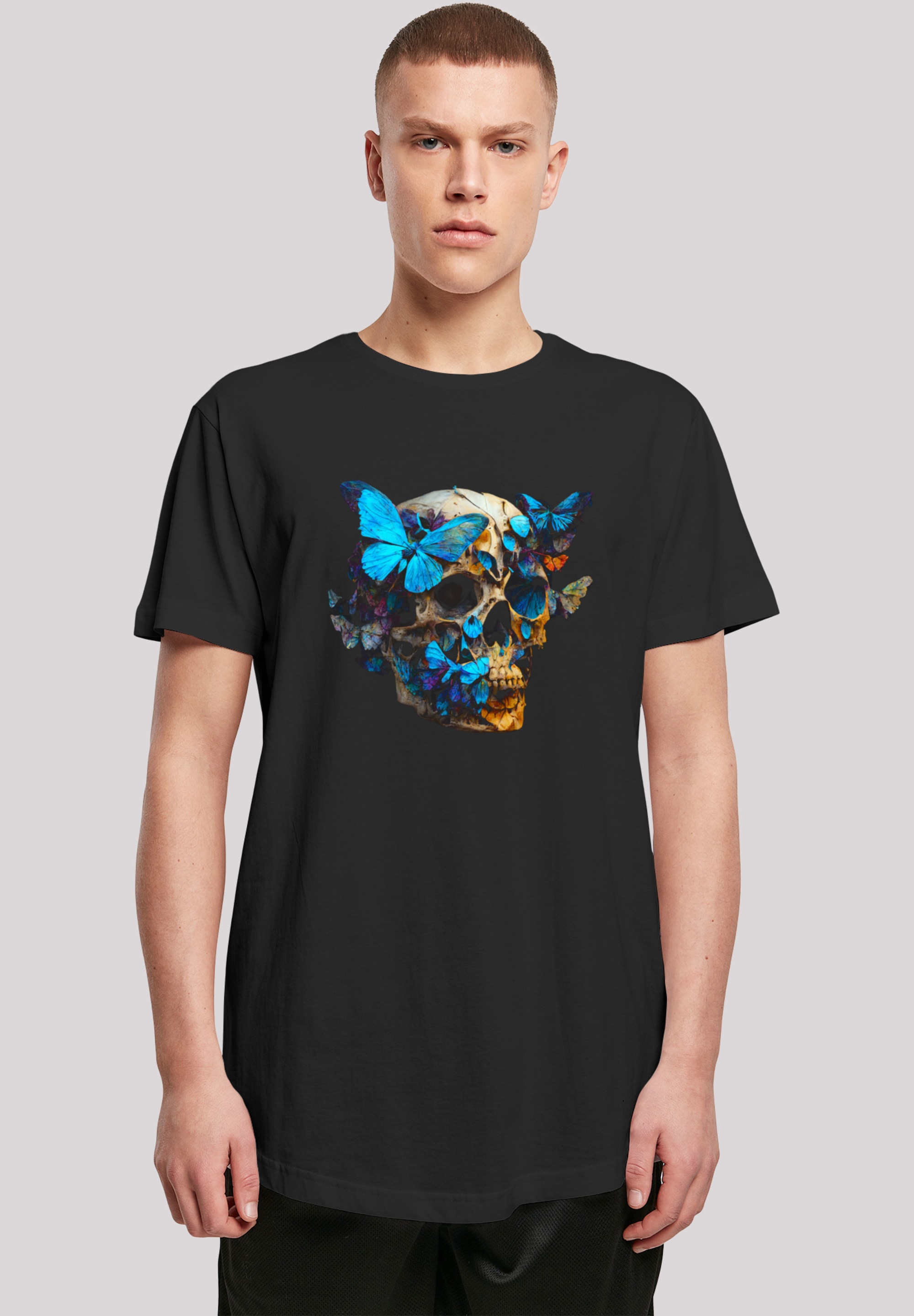 F4NT4STIC T-Shirt »Schmetterling Skull LONG TEE«, Print