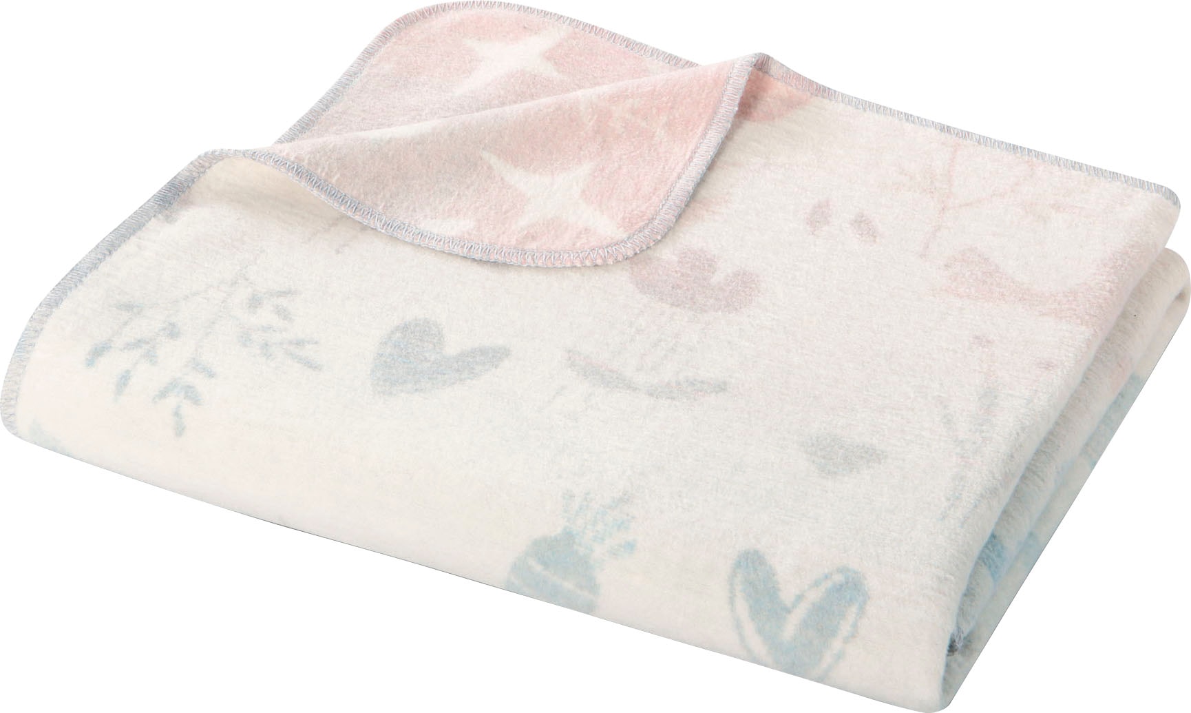 Biederlack Babydecke »Birdies«, mit Farbverlauf in rosa-blau, Kuscheldecke