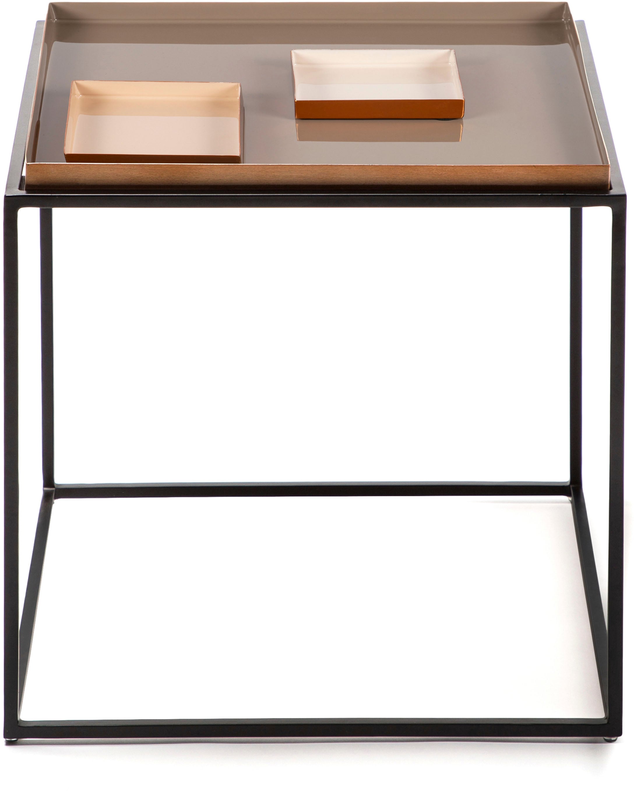 Kayoom Beistelltisch »Famosa, Metall-Beistelltisch in quadratischer Form«, (1 St.), Bunter Tisch, Schalenmaße: 11 x 11 x 2 / 15,8 x 11 x 2 cm