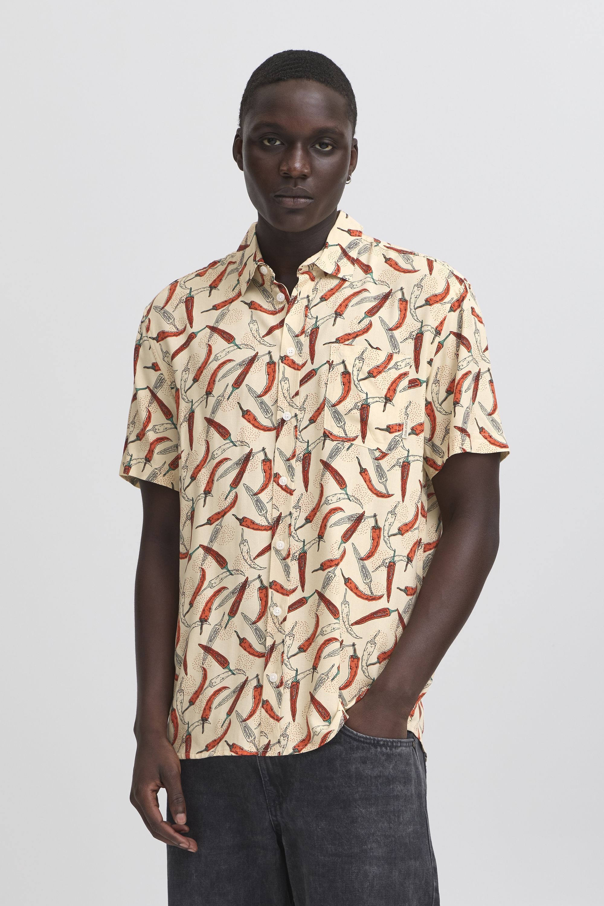 Blend Kurzarmhemd "BHBalder" Lässiges gemustertes Kurzarmhemd und Brusttasc günstig online kaufen